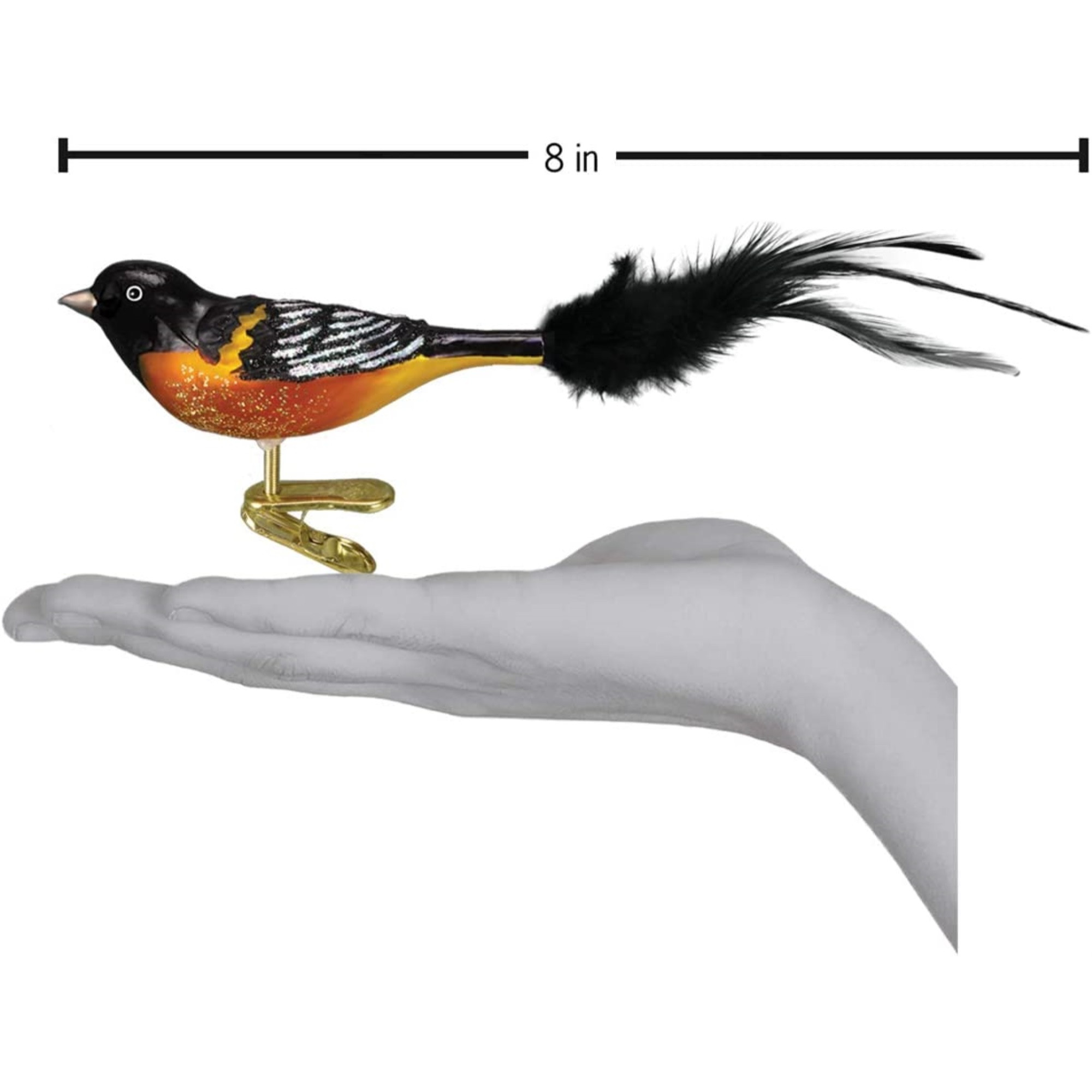 Old World Christmas Glass Blown Clip On Christmas Ornament for Tree, Baltimore Oriole