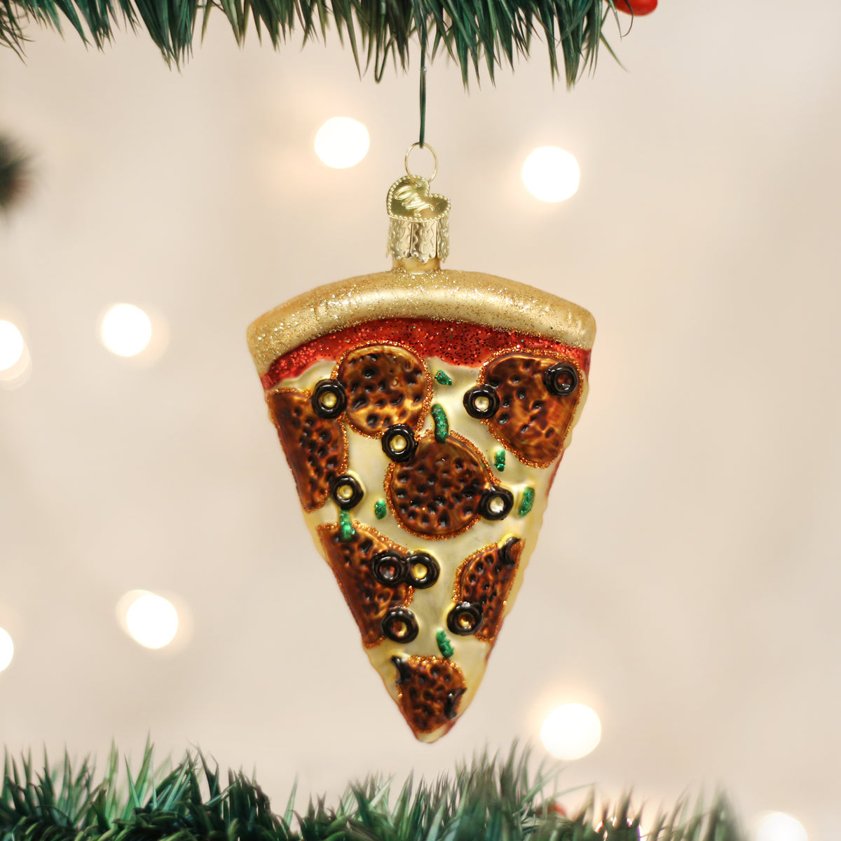 Old World Christmas Glass Blown Ornament for Christmas Tree, Pizza Slice