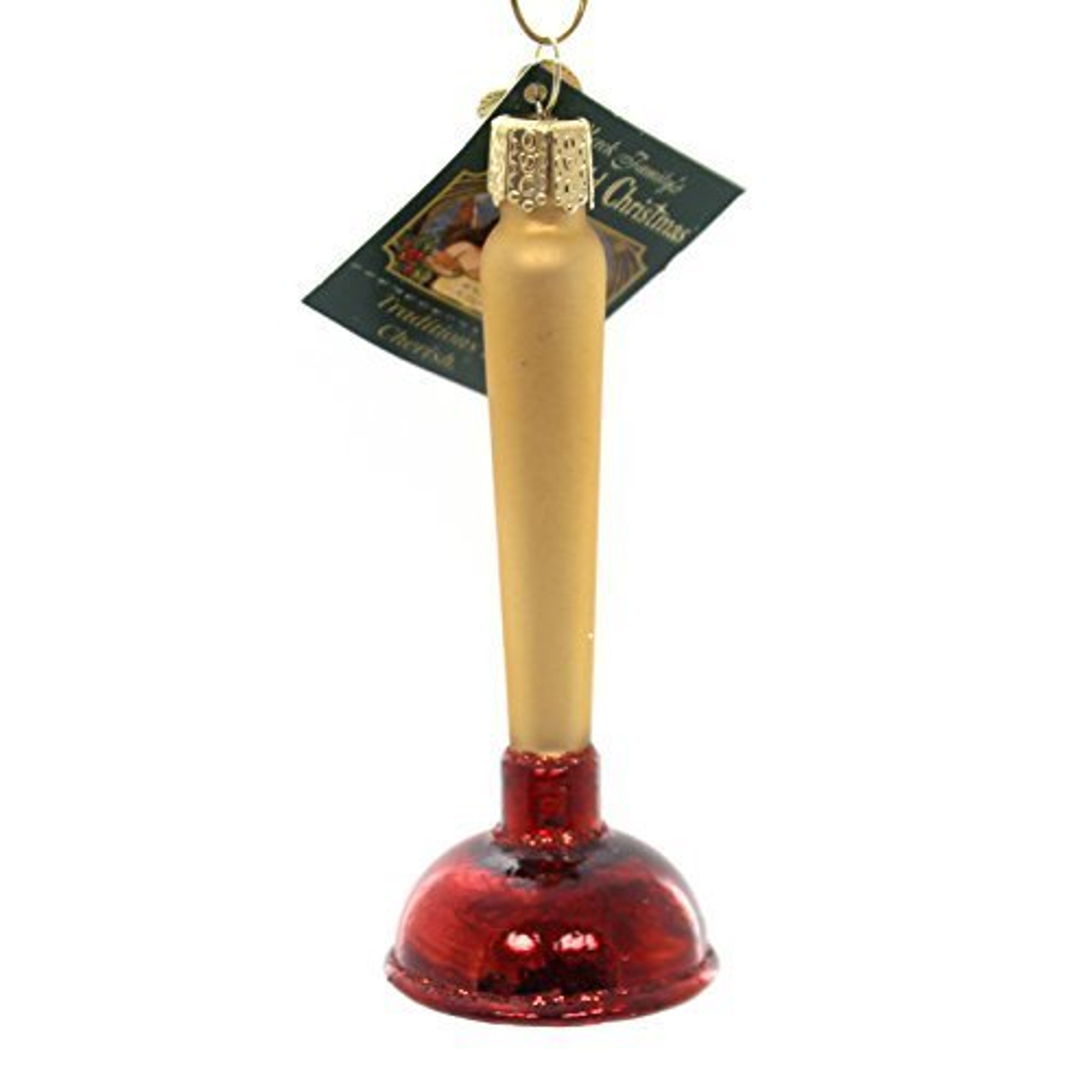 Old World Christmas Glass Blown Ornament, Toilet Plunger (With OWC Gift Box)