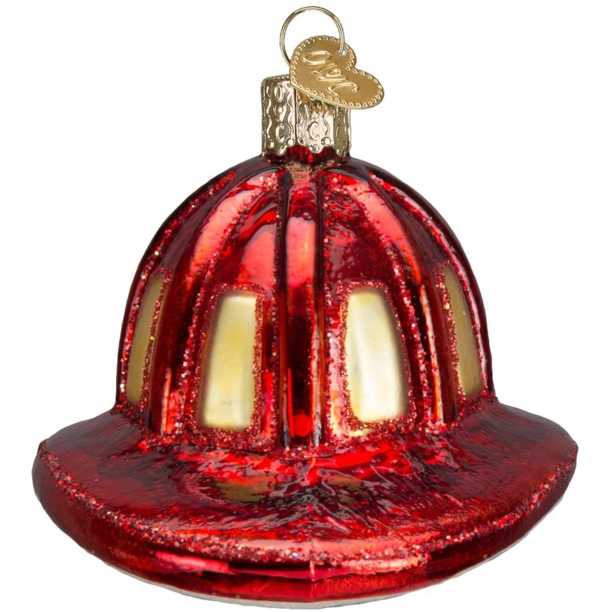Old World Christmas Glass Blown Ornament for Christmas Tree, Fireman's Helmet