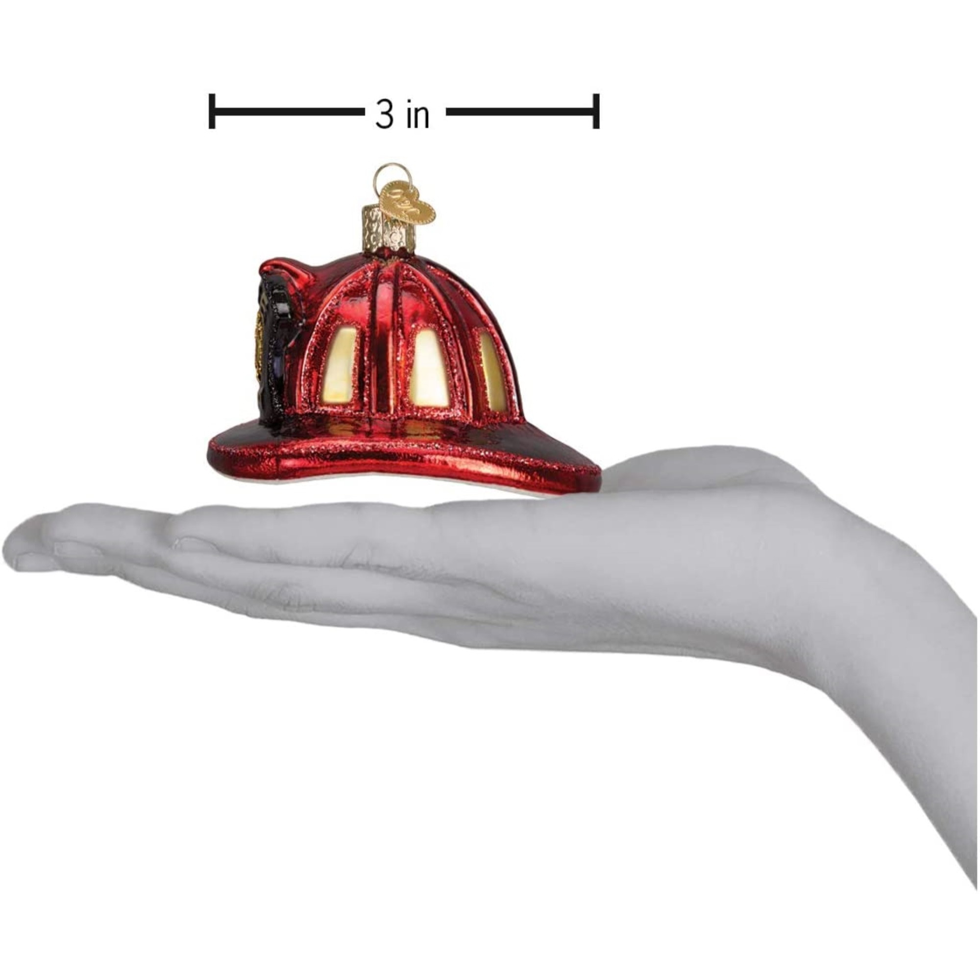 Old World Christmas Glass Blown Ornament for Christmas Tree, Fireman's Helmet