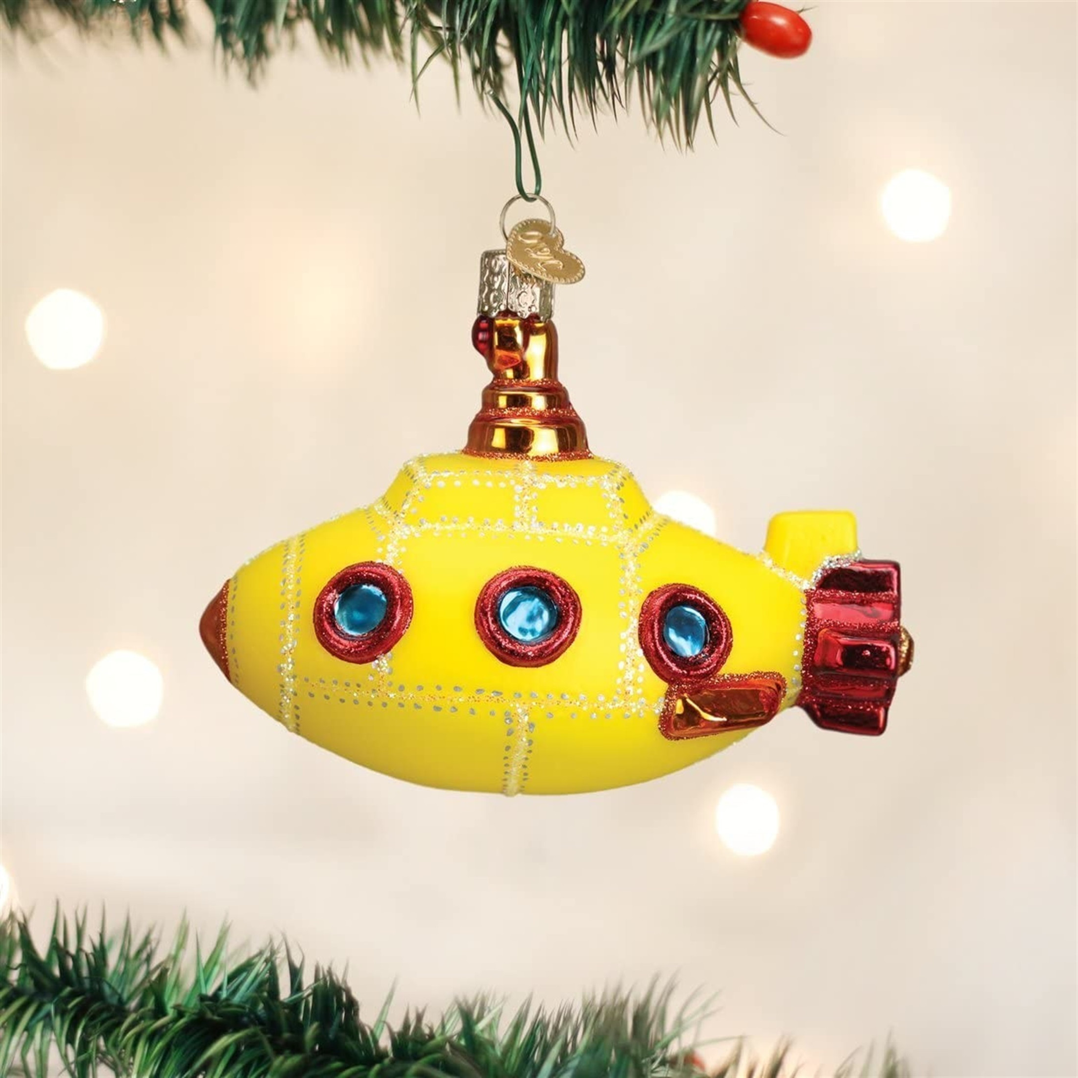 Old World Christmas Blown Glass Ornament for Christmas Tree, Groovy Submarine