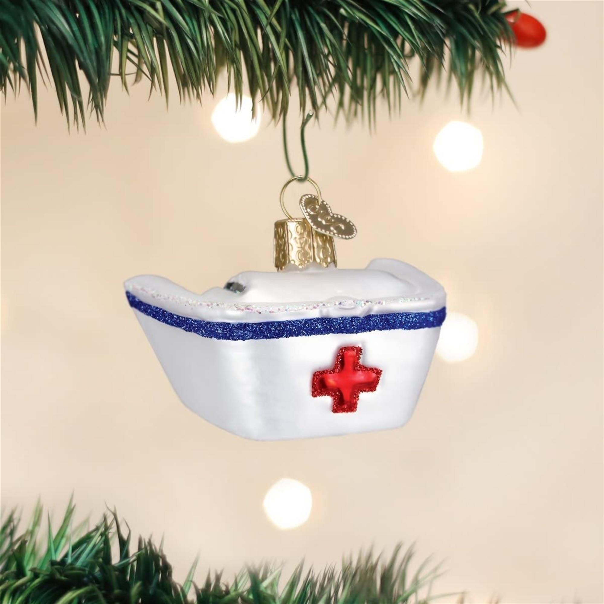 Old World Christmas Blown Glass Ornament for Christmas Tree, Nurse Cap