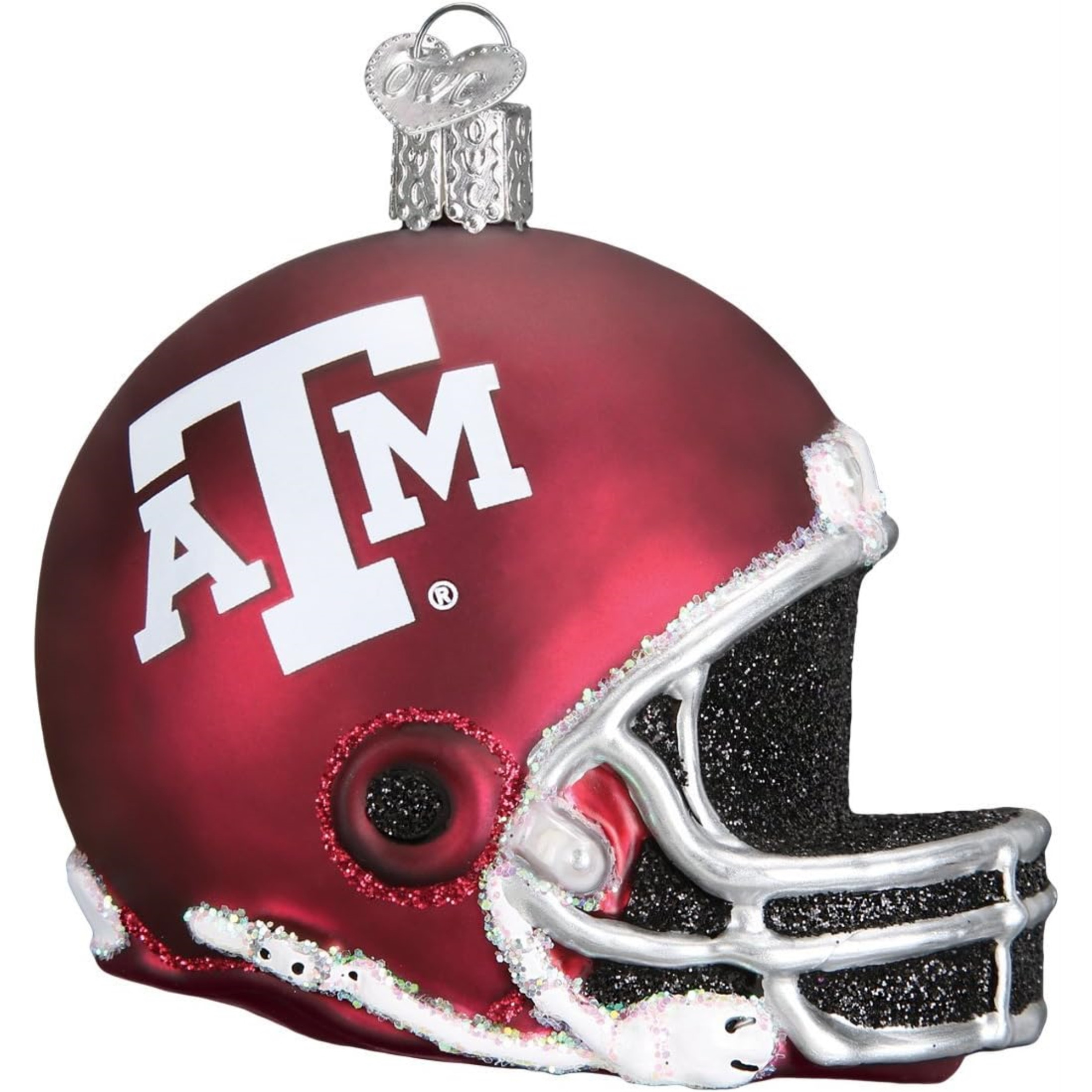 Old World Christmas Blown Glass Ornament for Christmas Tree, NCAA Texas A&M Aggies Football Helmet (with OWC Gift Box)