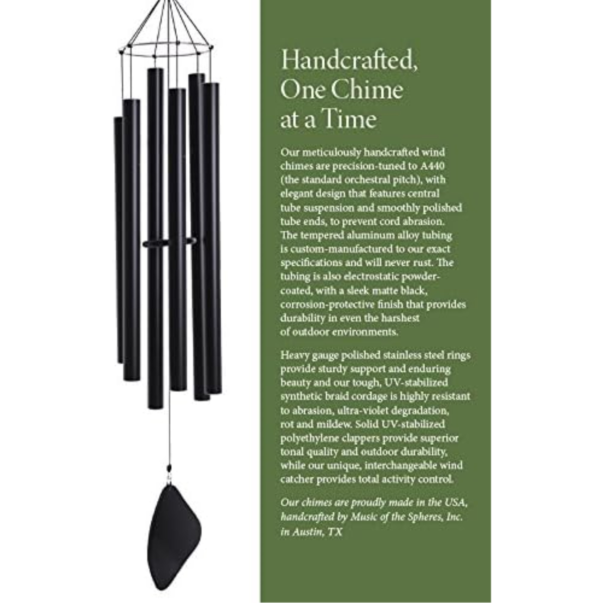 Music of the Spheres Handcrafted Outdoor Pentatonic Mezzo Wind Chime, 38in