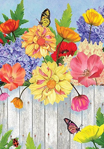 Briarwood Lane Garden Flag, Butterfly Floral Fence, 12.5" x 18"