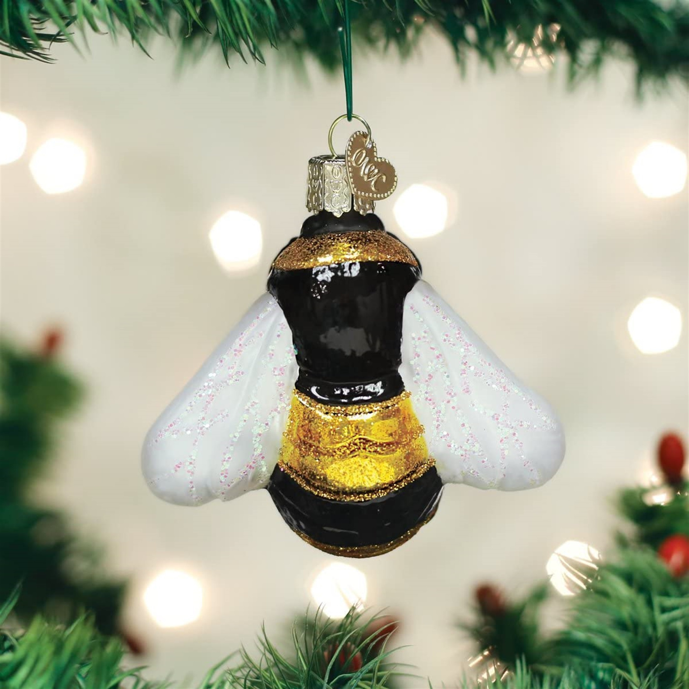 Old World Christmas Glass Blown Ornament, Bumblebee (With OWC Gift Box)