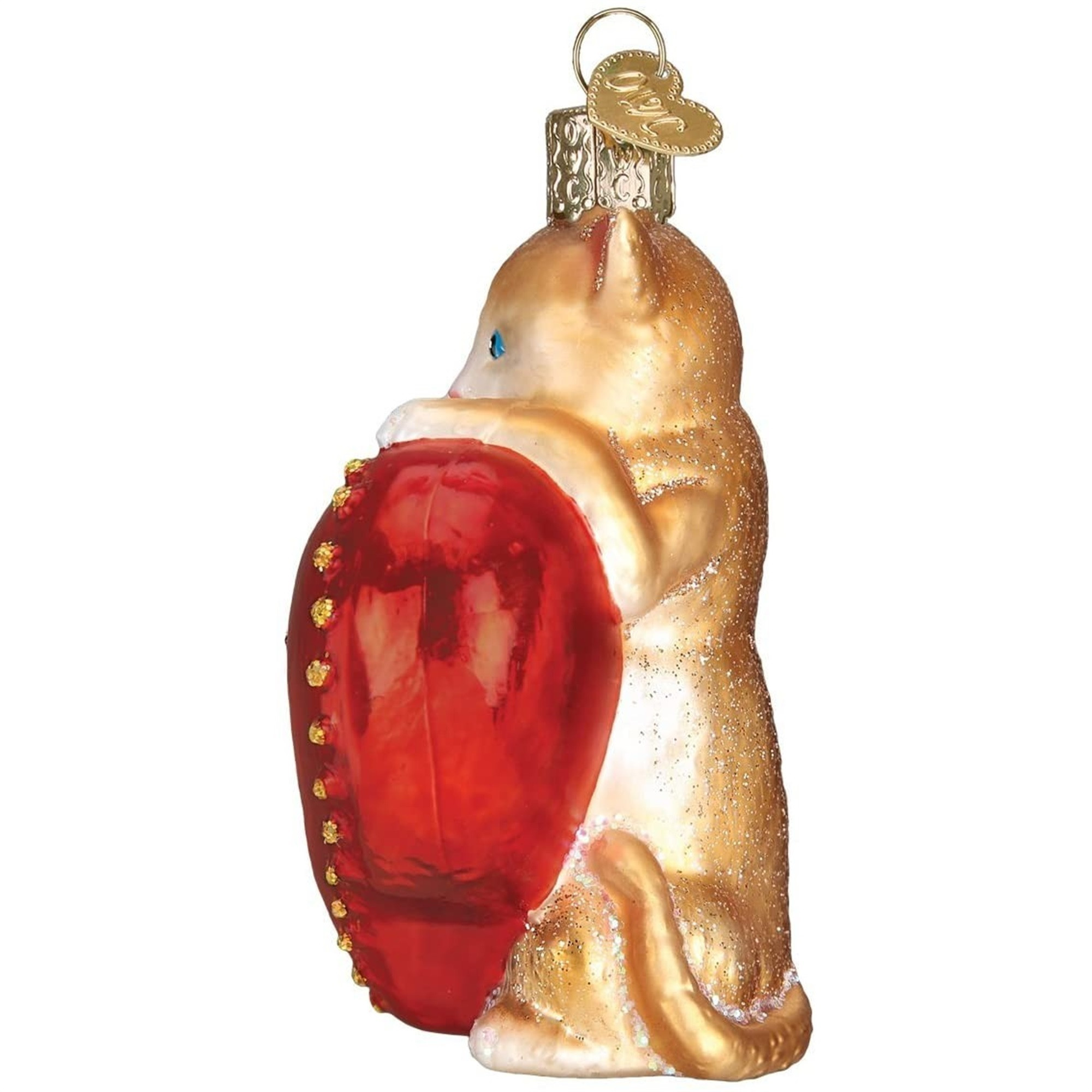 Old World Christmas Blown Glass Ornament for Christmas Tree, I Love My Cat