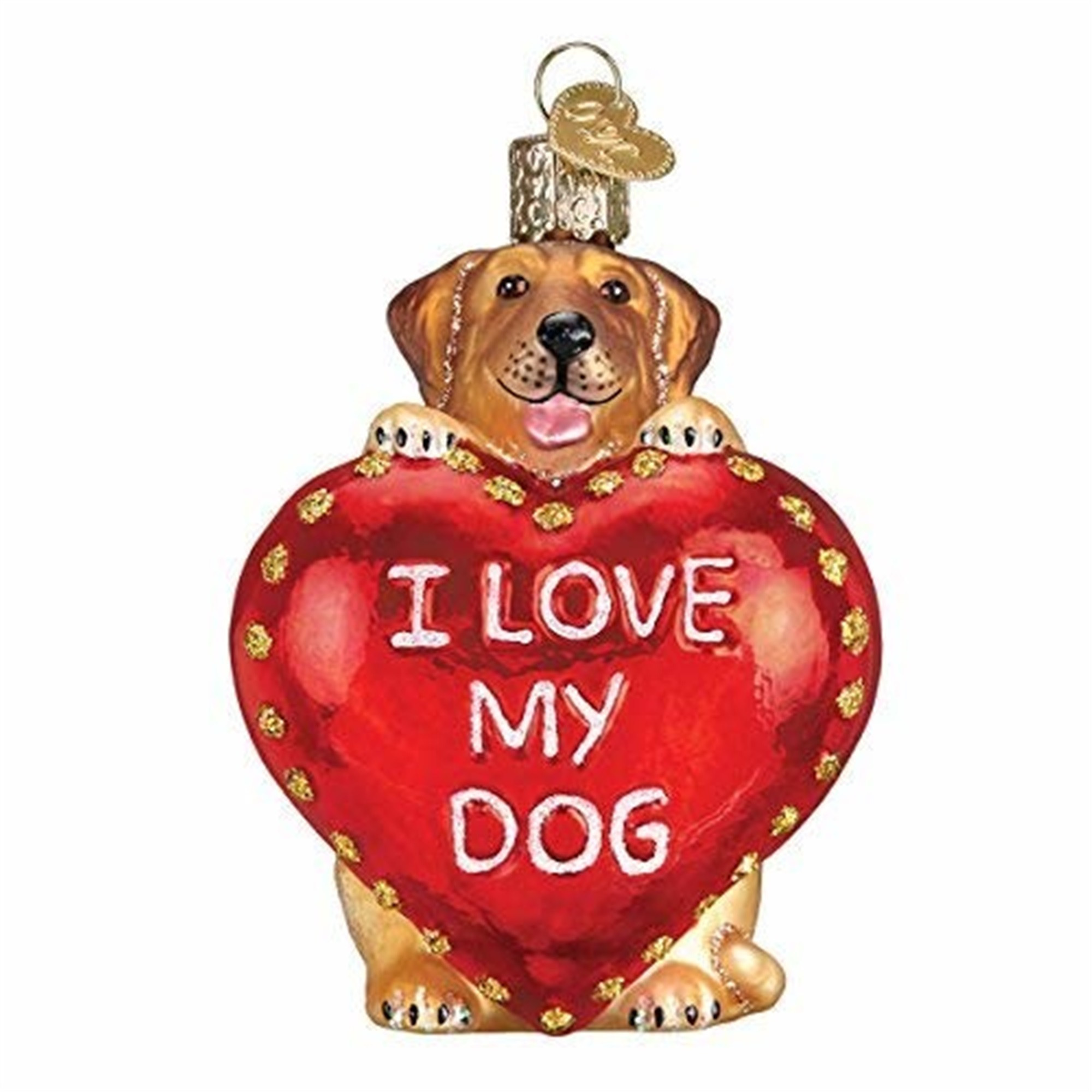 Old World Christmas Glass Blown Ornament for Christmas Tree, I Love My Dog