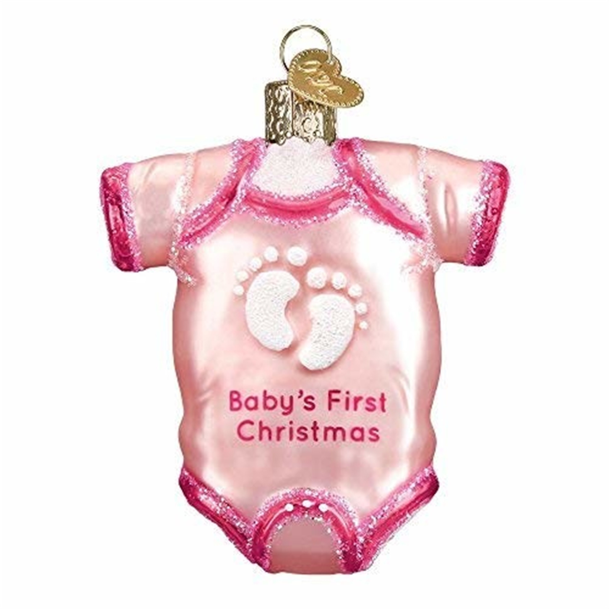 Old World Christmas Glass Blown Ornament for Christmas Tree, Pink Baby