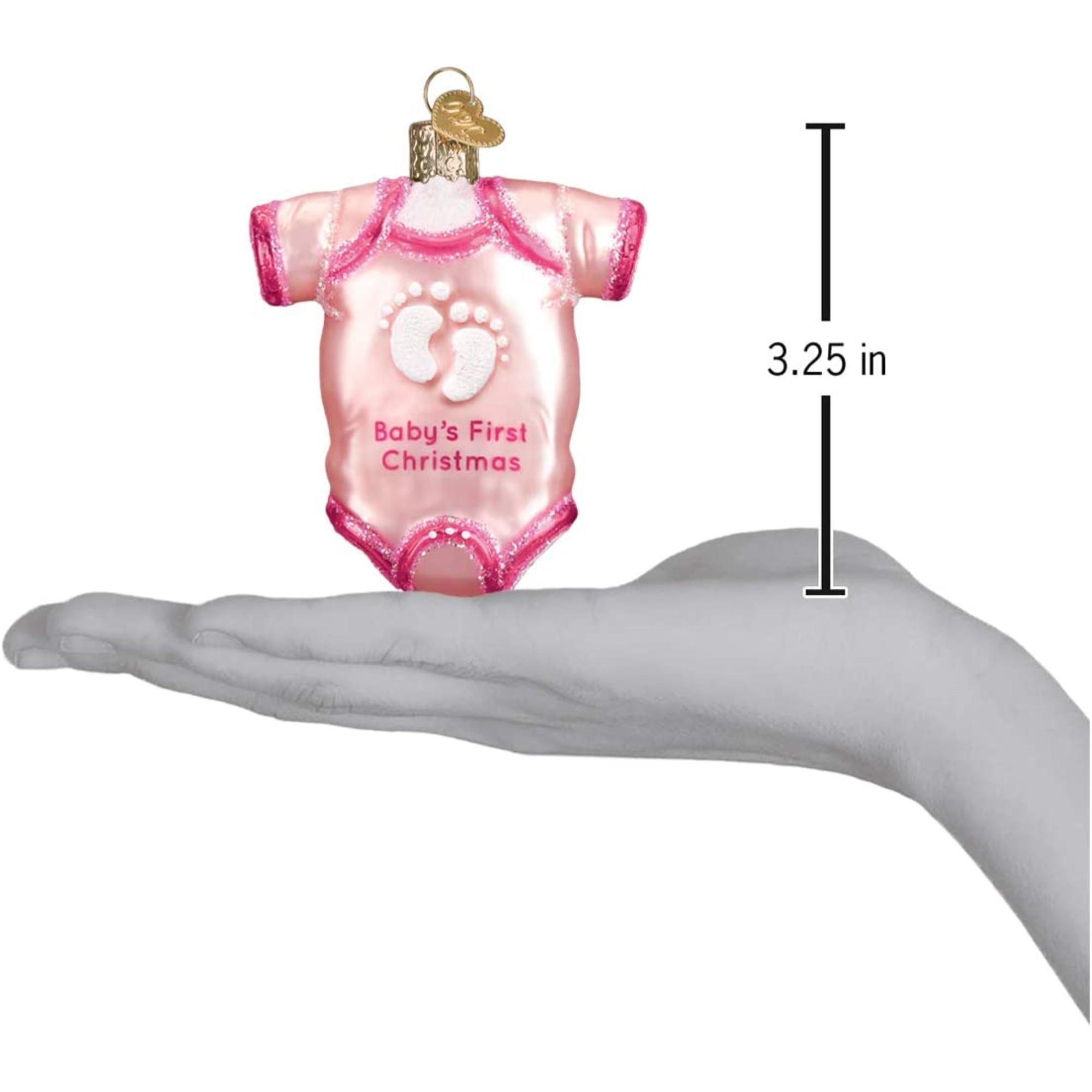 Old World Christmas Glass Blown Ornament for Christmas Tree, Pink Baby
