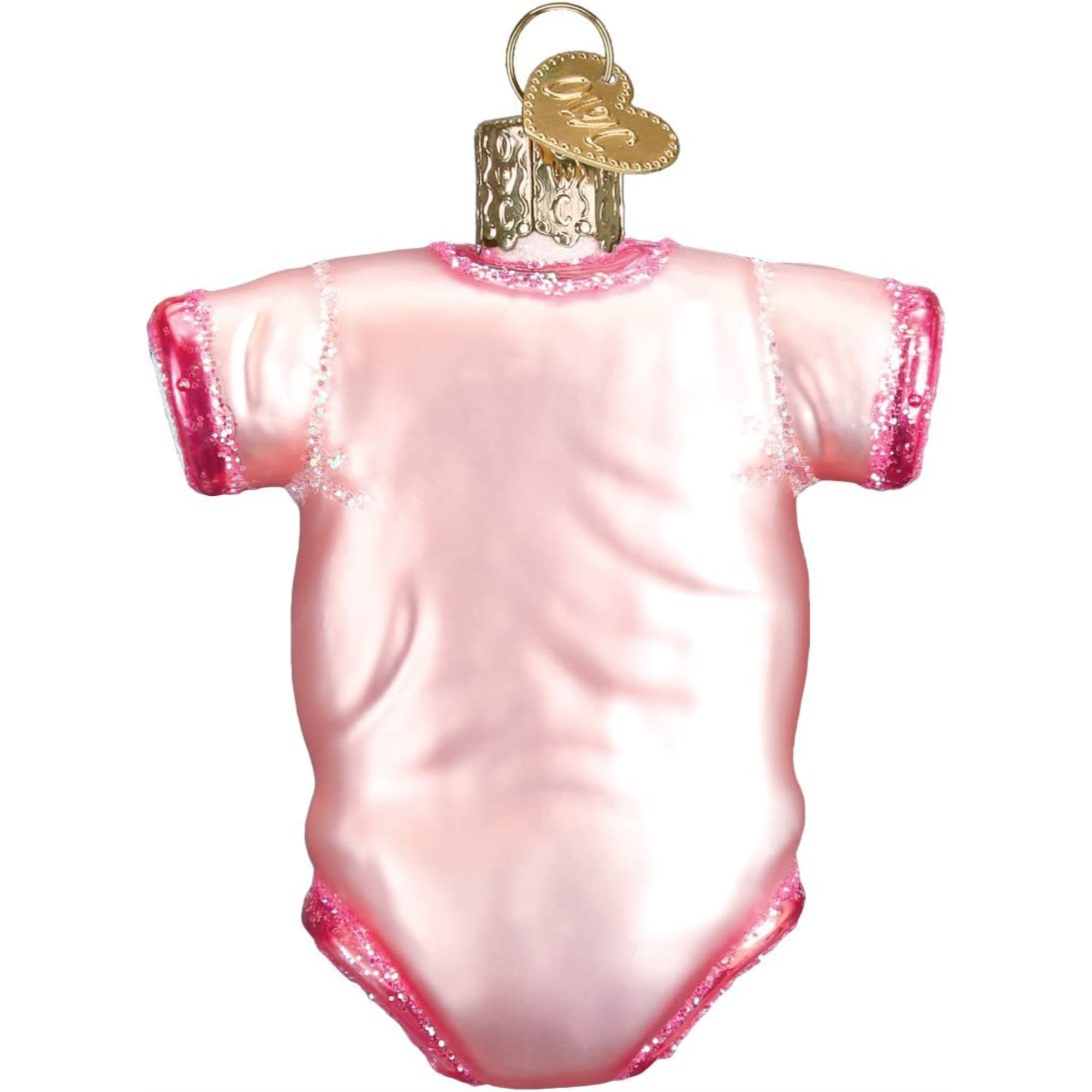 Old World Christmas Glass Blown Ornament for Tree, Pink, Baby Onesie