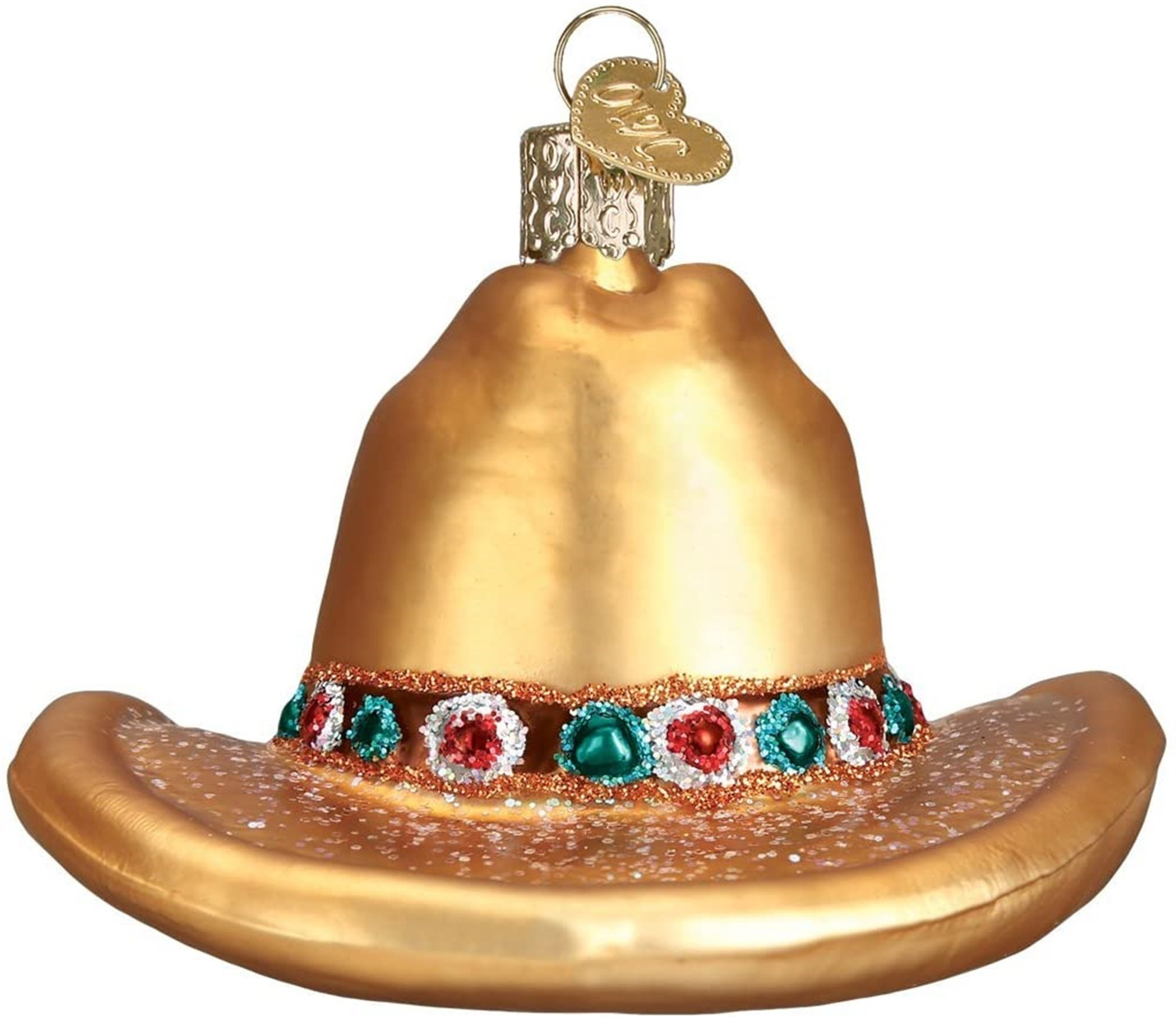 Old World Christmas Glass Blown Ornament for Christmas Tree, Cowboy Hat