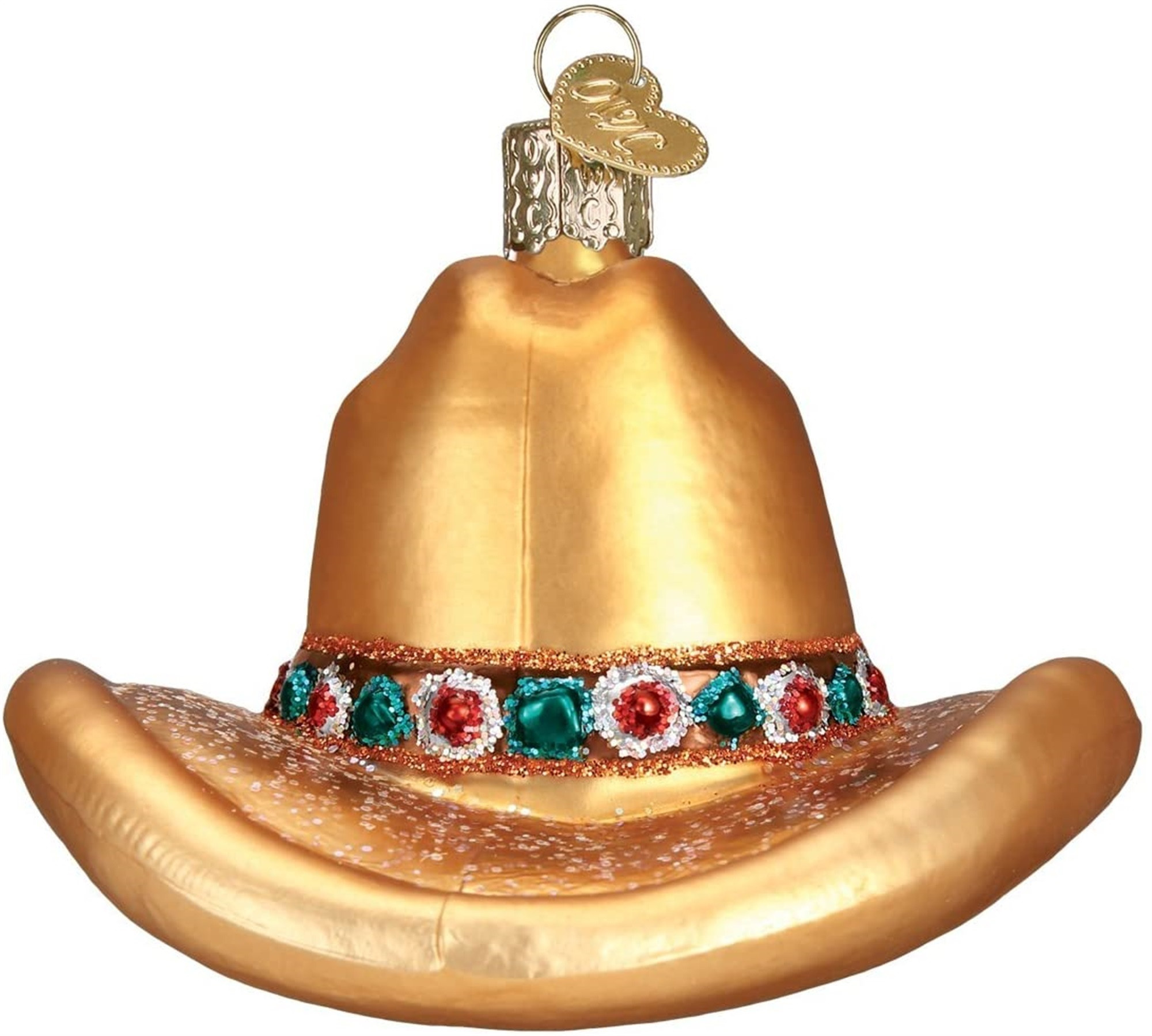 Old World Christmas Glass Blown Ornament for Christmas Tree, Cowboy Hat