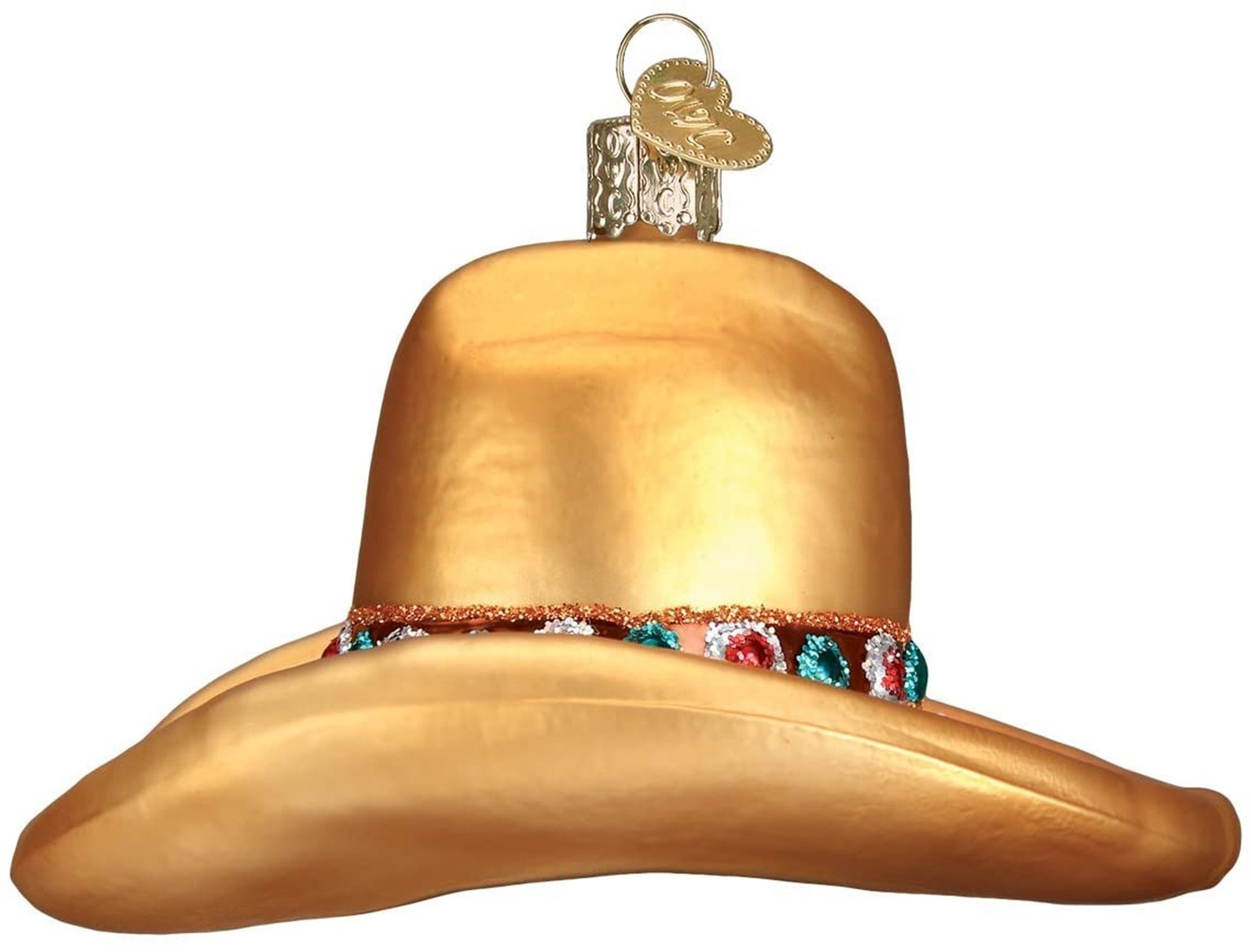 Old World Christmas Glass Blown Ornament for Christmas Tree, Cowboy Hat