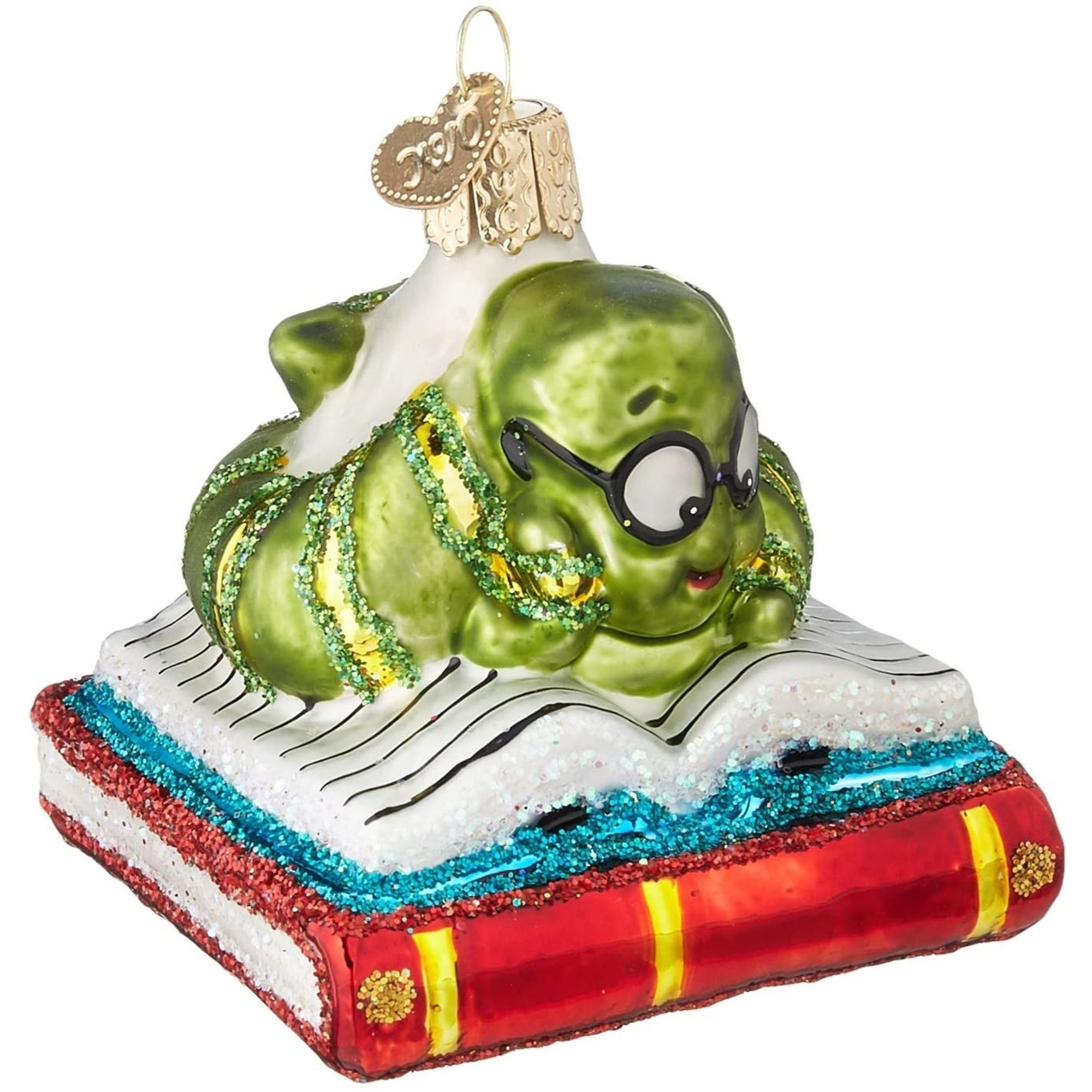 Old World Christmas Glass Blown Ornament for Christmas Tree, Bookworm
