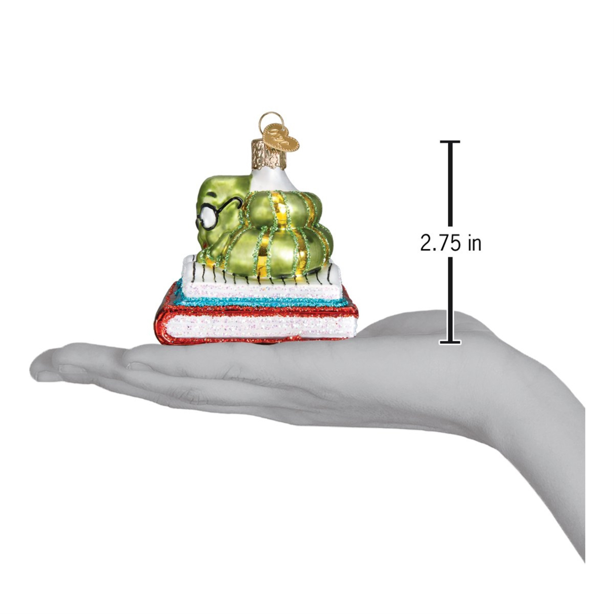 Old World Christmas Glass Blown Ornament for Christmas Tree, Bookworm