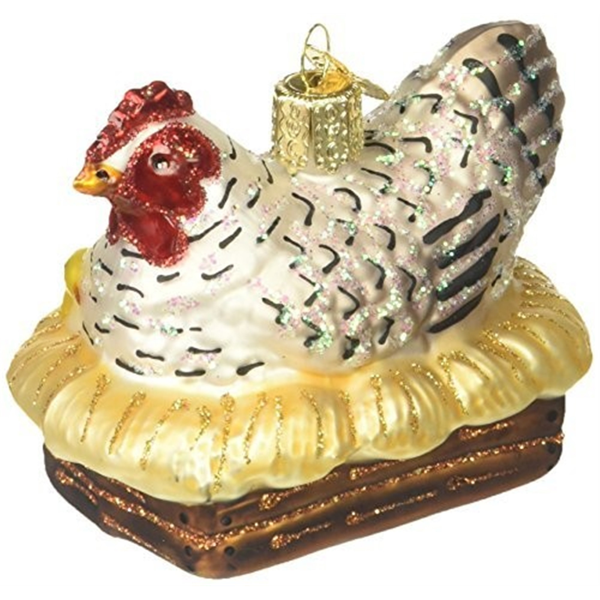 Old World Christmas Blown Glass Ornament for Christmas Tree, Hen On Nest