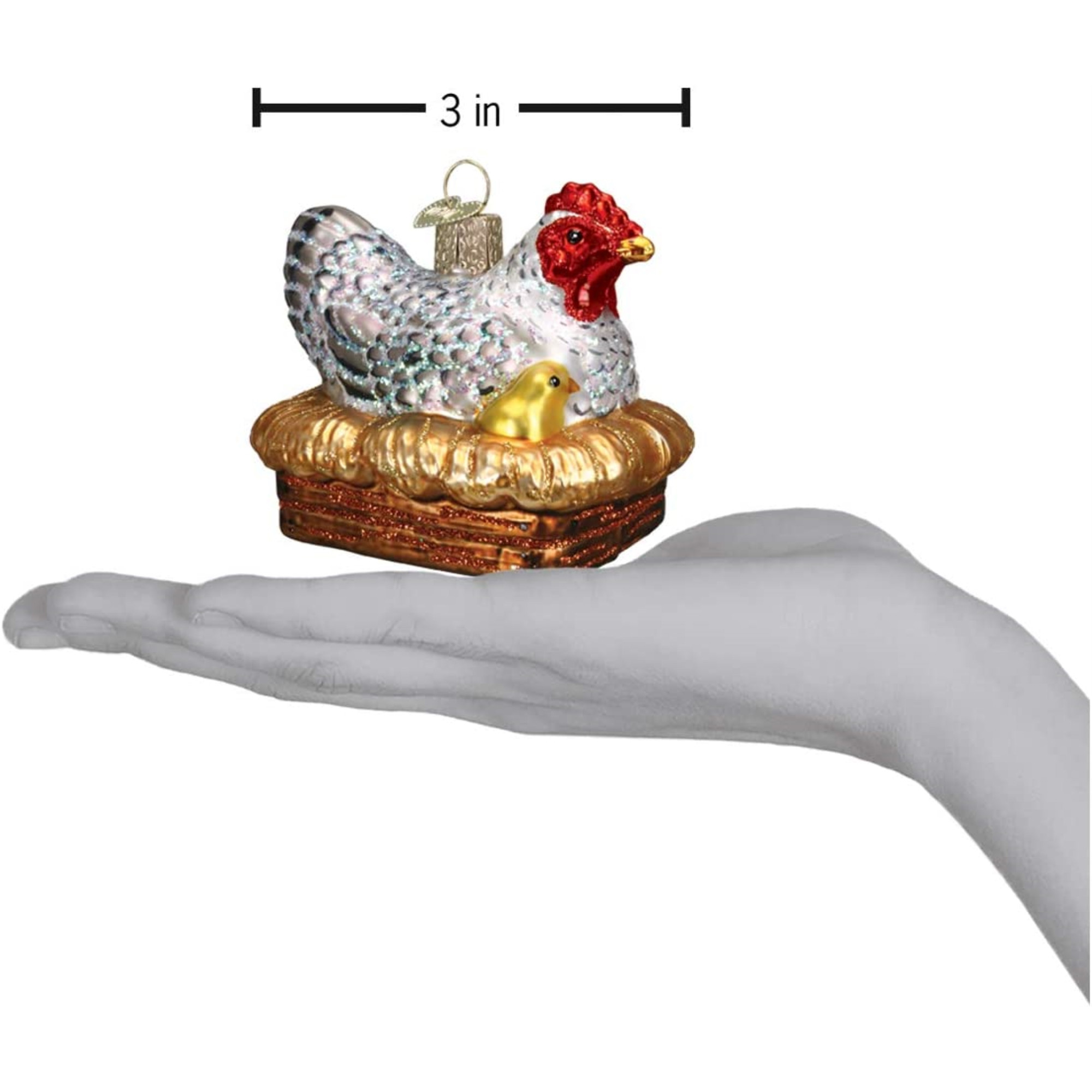 Old World Christmas Blown Glass Ornament for Christmas Tree, Hen On Nest