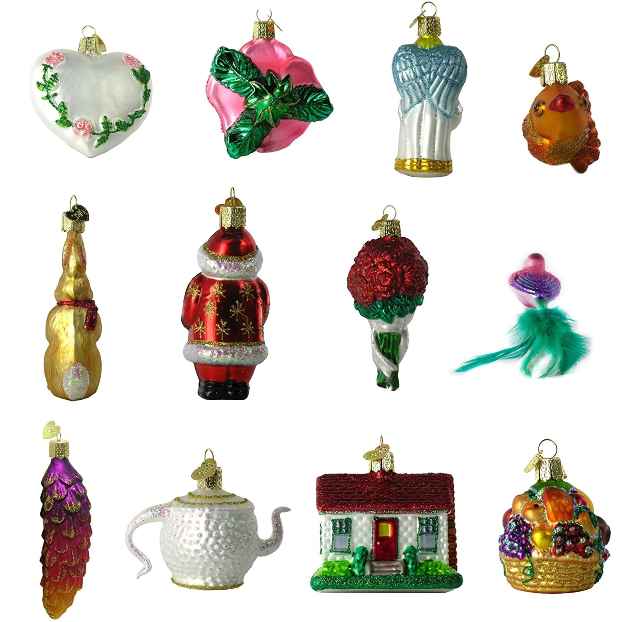 Old World Christmas Glass Blown Christmas Ornaments, Bride's Collection in Lined Keepsake Box (12-Piece Set)