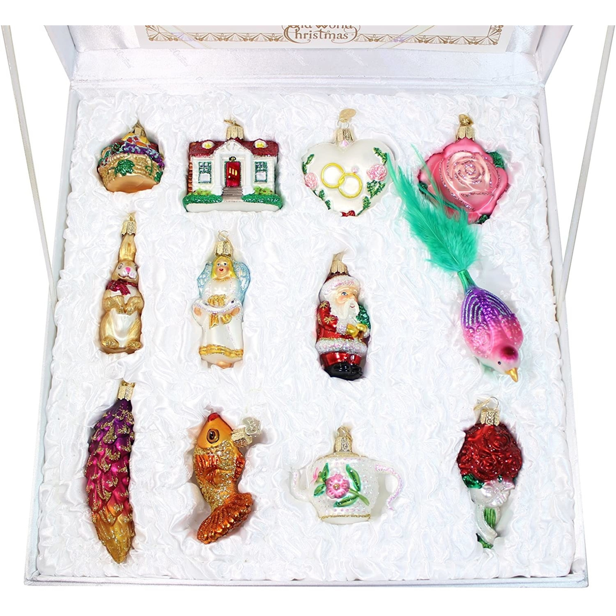 Old World Christmas Glass Blown Christmas Ornaments, Bride's Collection in Lined Keepsake Box (12-Piece Set)