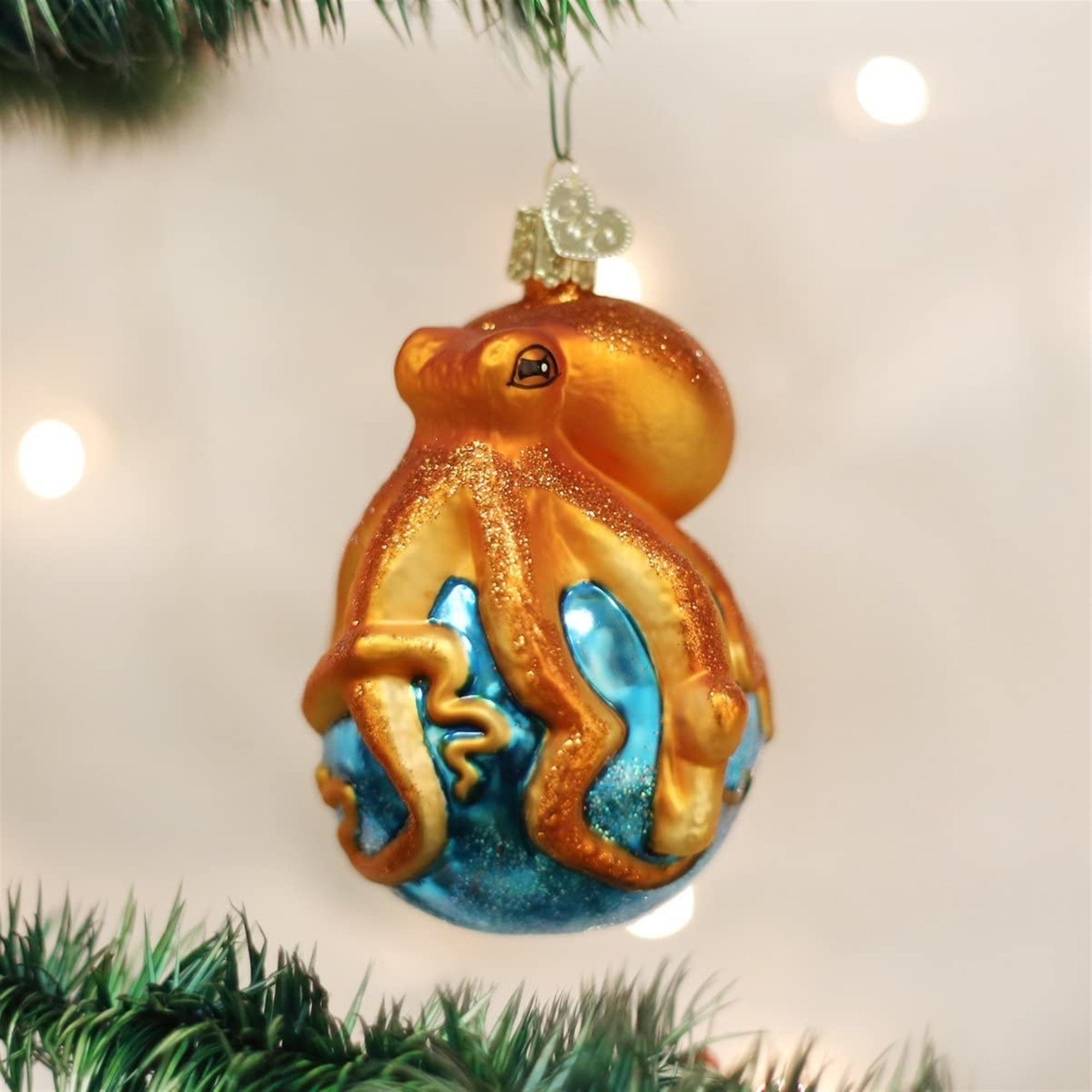 Old World Christmas Glass Blown Ornament for Christmas Tree, Octopus