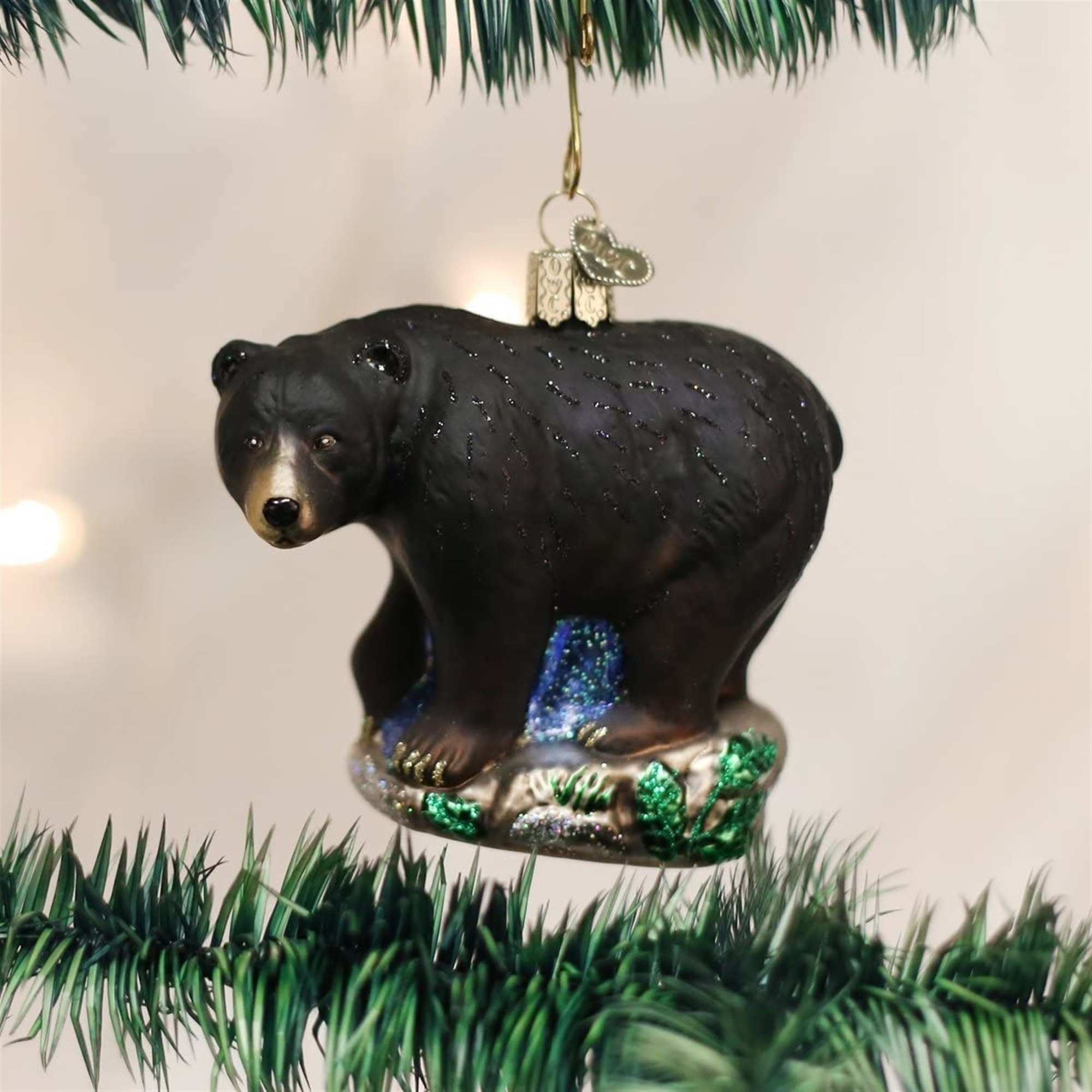 Old World Christmas Glass Blown Ornament, Black Bear (With OWC Gift Box)