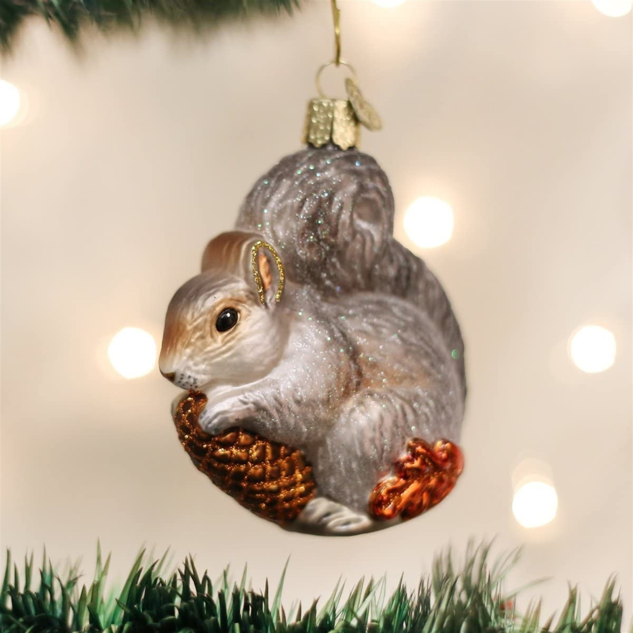 Old World Christmas Glass Blown Christmas Ornament, Hungry Squirrel (With OWC Gift Box)
