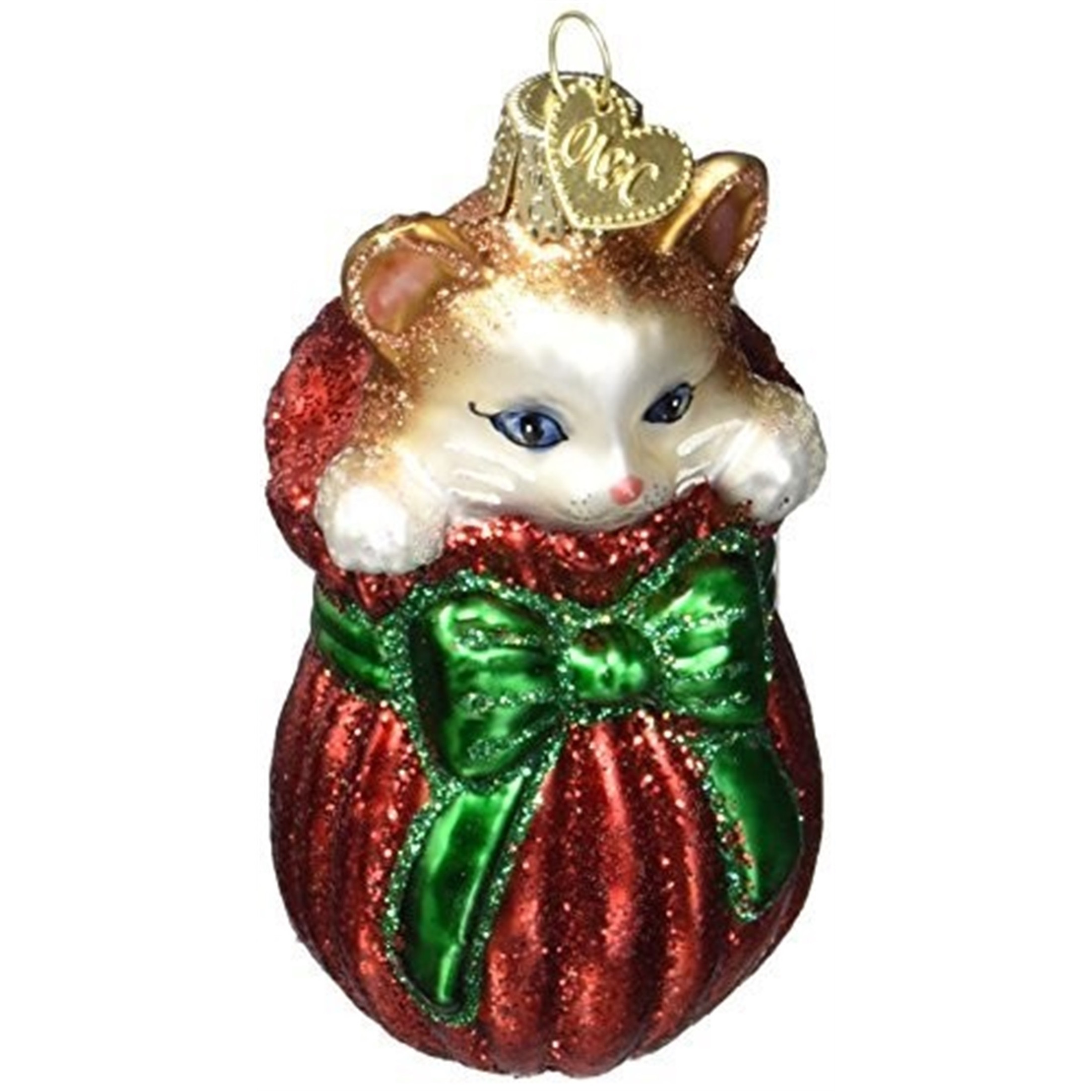 Old World Christmas Glass Blown Ornament, Letting The Cat Out Of Bag (With OWC Gift Box)