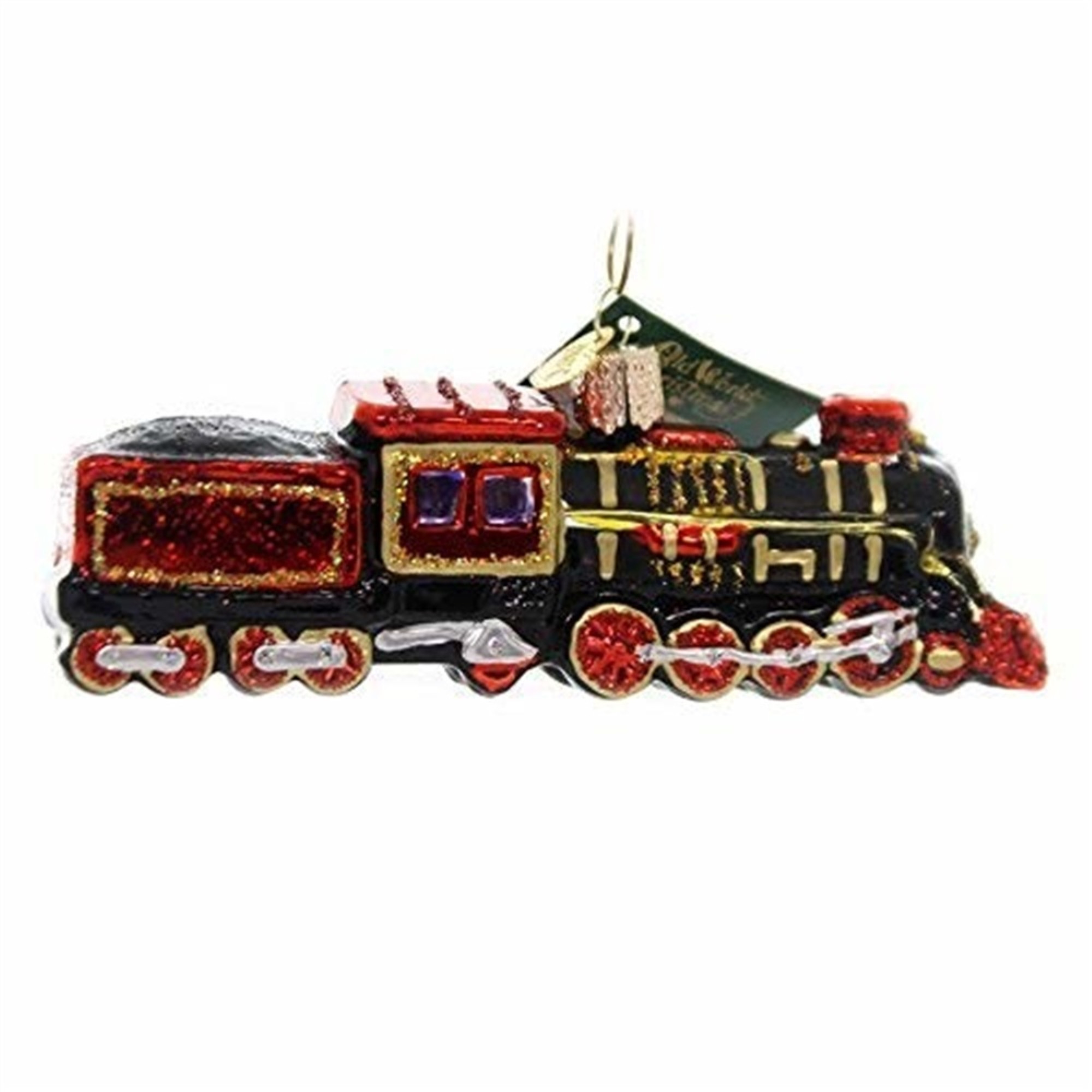 Old World Christmas Glass Blown Ornament for Christmas Tree, Train Steam Locomotive