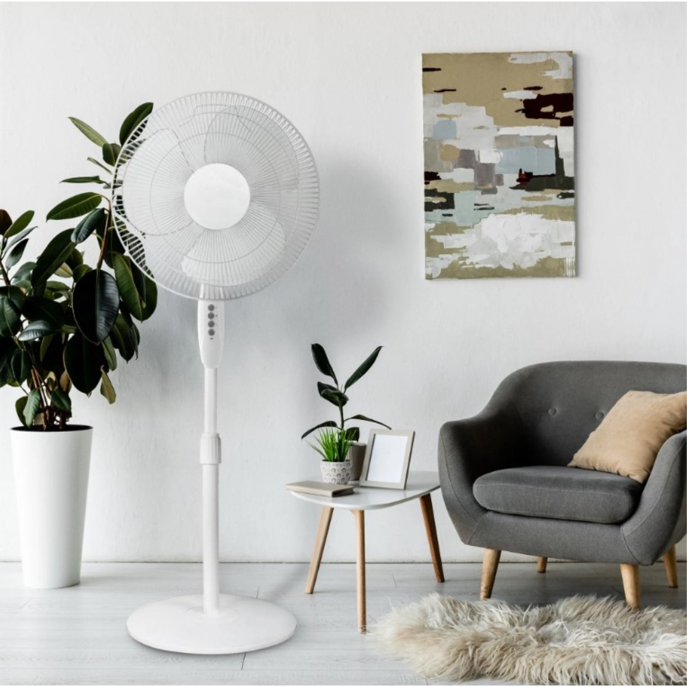 HomePointe Oscillating Pedestal Fan with Adjustable Height & 3 Speeds, White, 16" HomePointe Oscillating Pedestal Fan with Adjustable Height & 3 Speeds, White, 16"