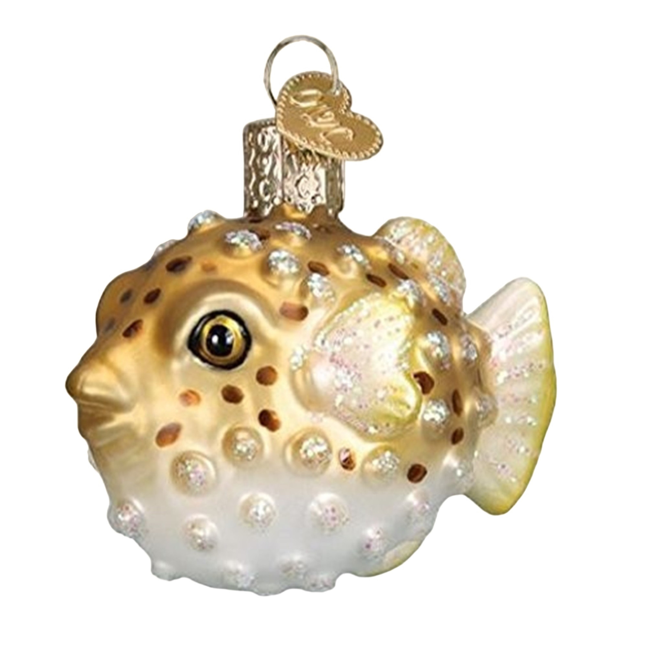 Old World Christmas Glass Blown Christmas Ornament for Tree, Pufferfish (With OWC Gift Box)