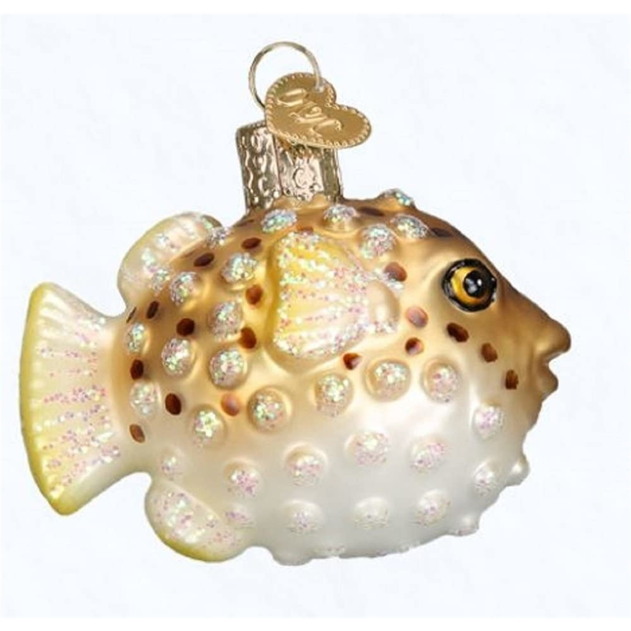 Old World Christmas Glass Blown Christmas Ornament for Tree, Pufferfish (With OWC Gift Box)