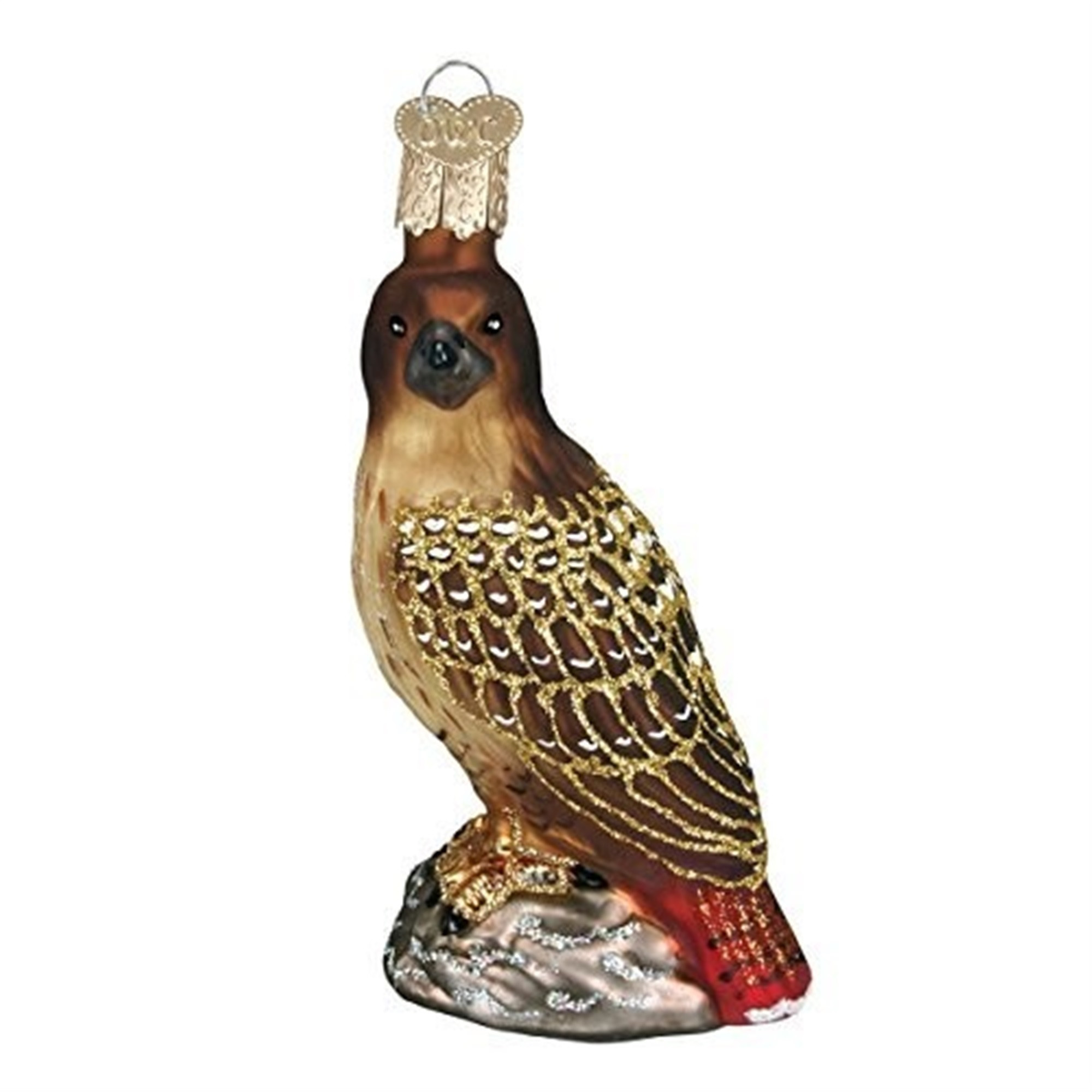 Old World Christmas Glass Blown Ornament for Christmas Tree, Red Tailed Hawk