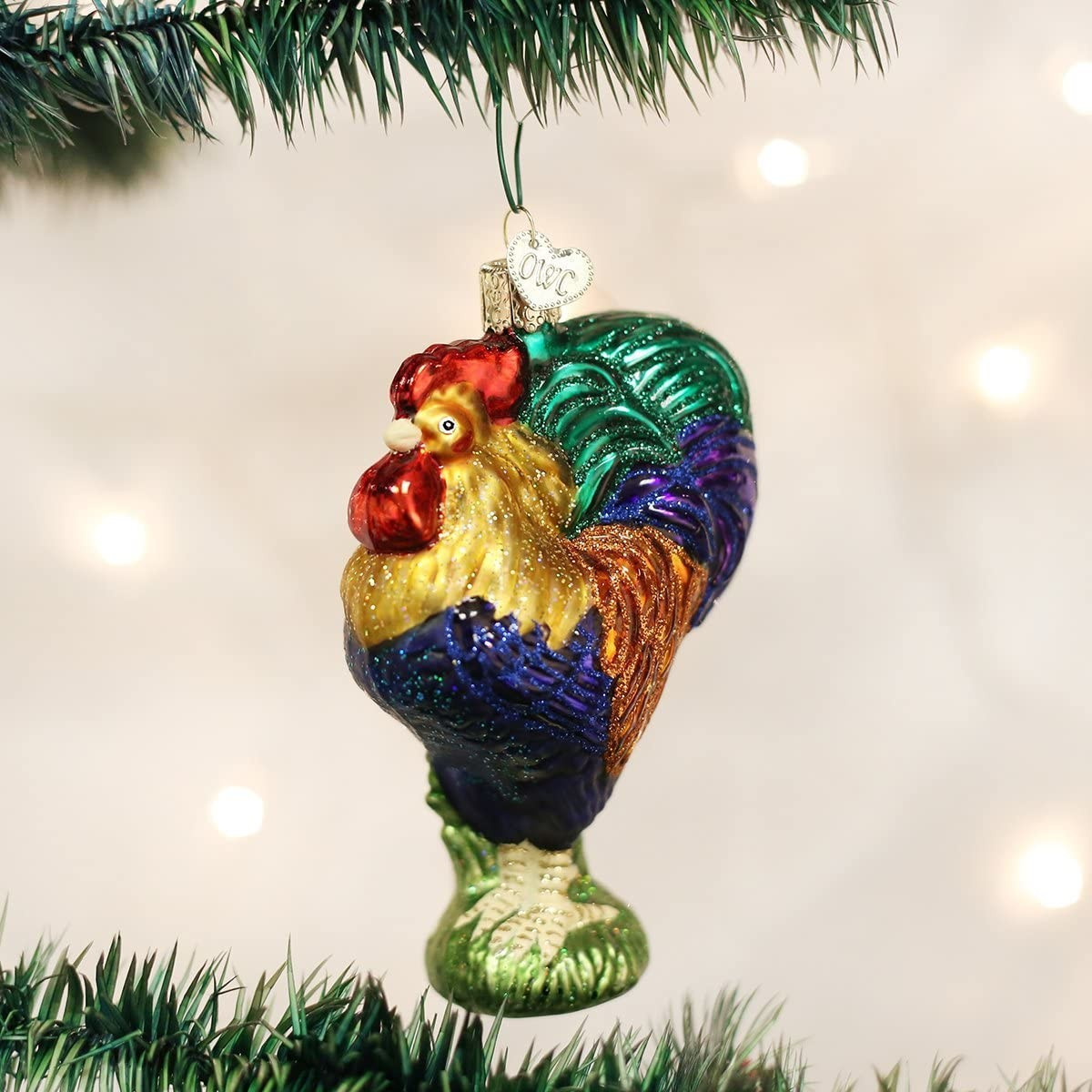Old World Christmas Heirloom Rooster Glass Blown Ornament