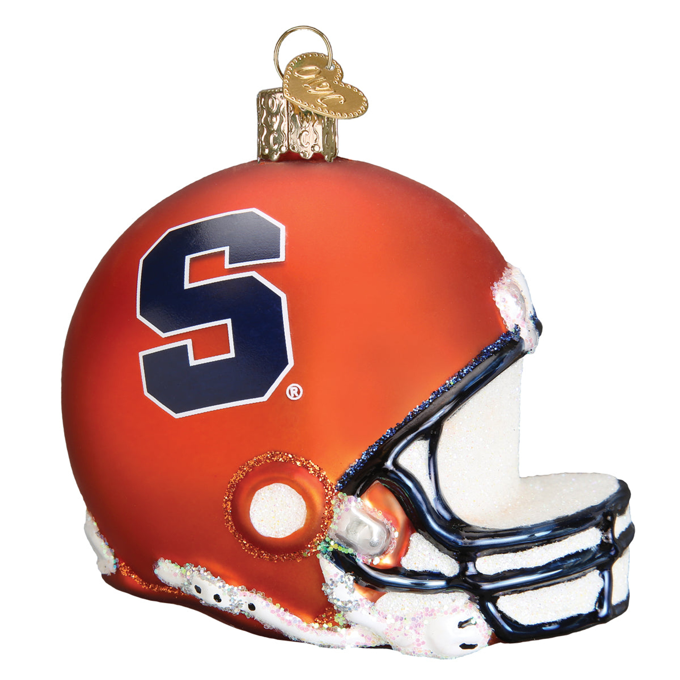 Old World Christmas Glass Blown Tree Ornament, Syracuse University Football Helmet (With OWC Gift Box)