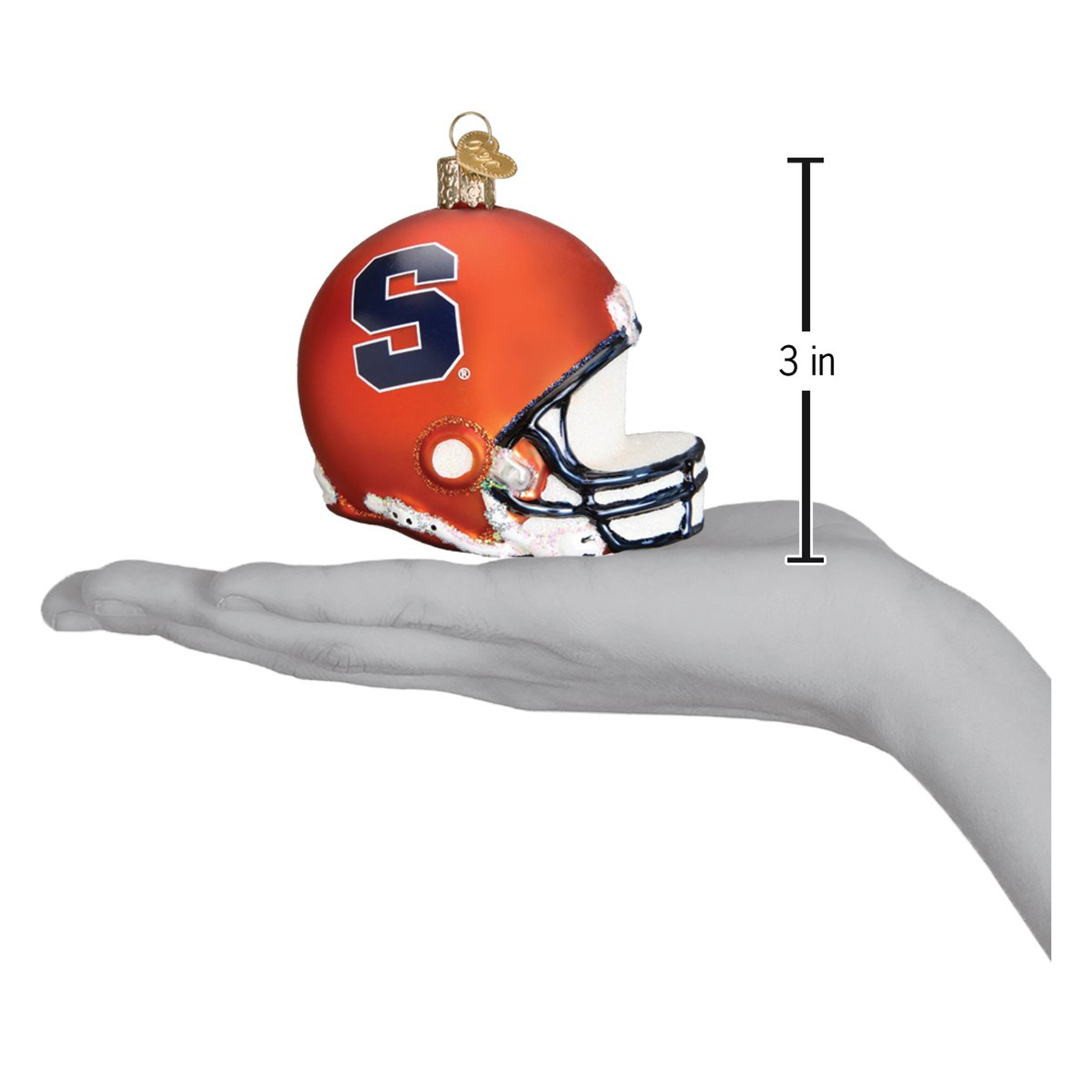 Old World Christmas Glass Blown Tree Ornament, Syracuse University Football Helmet (With OWC Gift Box)