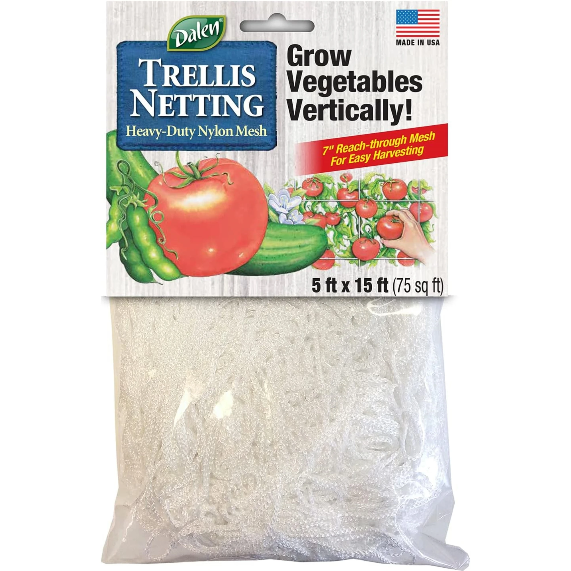 Dalen Products Heavy-Duty Trellis Netting for Vertical Gardening, 5 x 15 ft