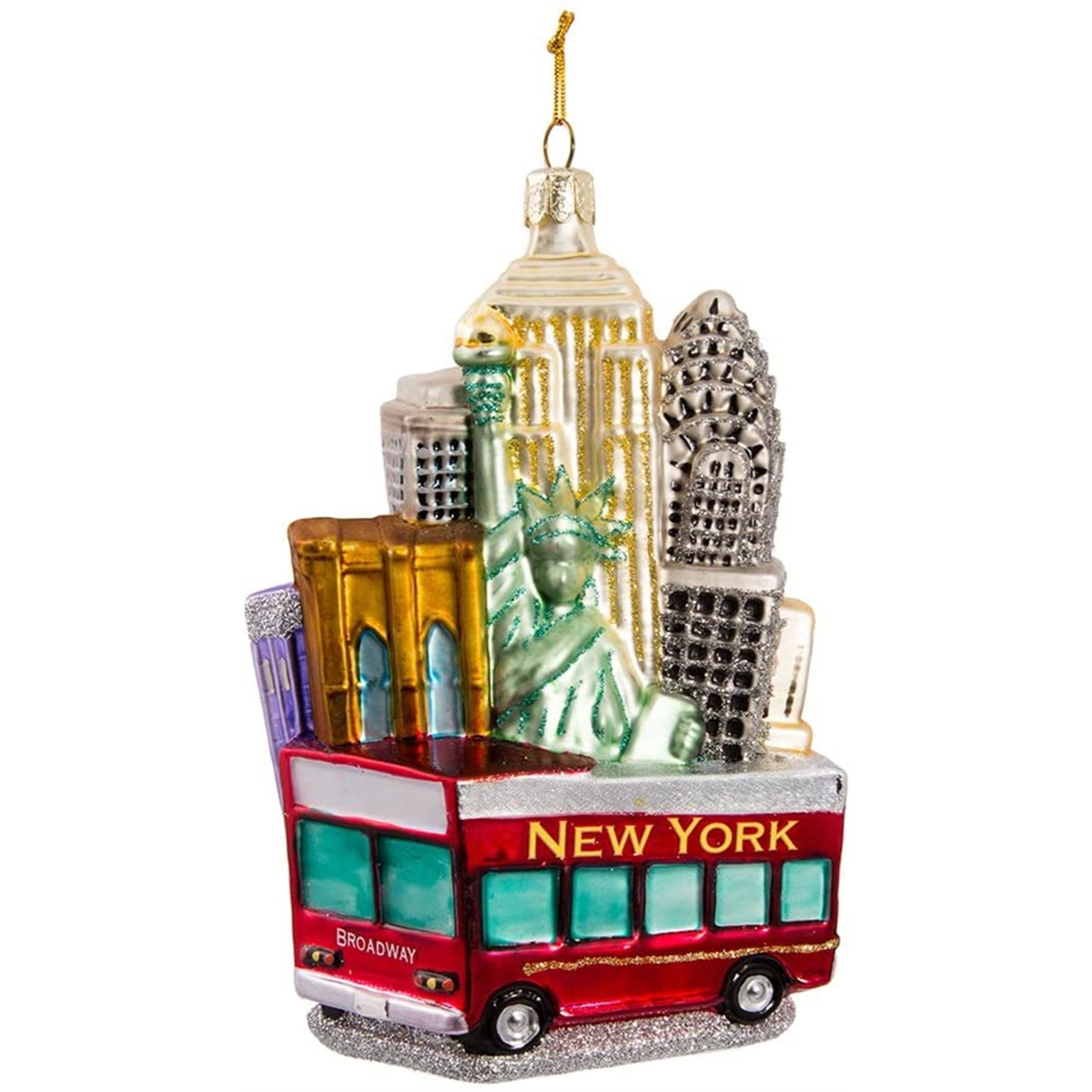 Kurt Adler Glass Ornament for Christmas Tree, NYC Cityscape
