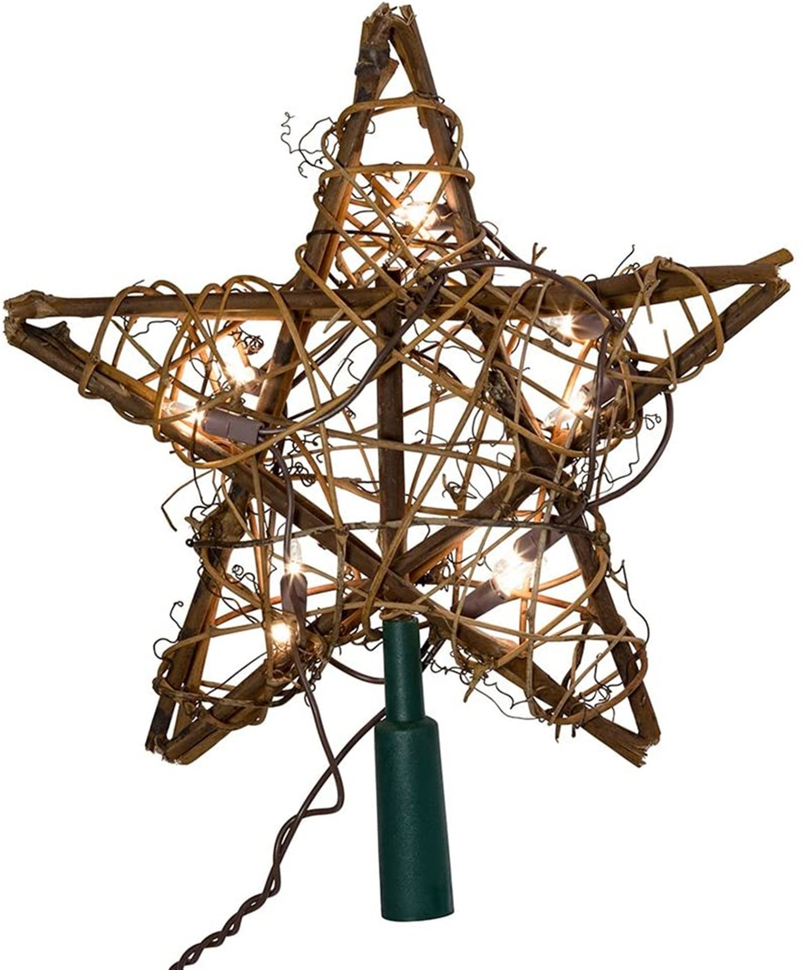 Kurt Adler 10" Light Indoor Rattan Natural Star Christmas Treetopper