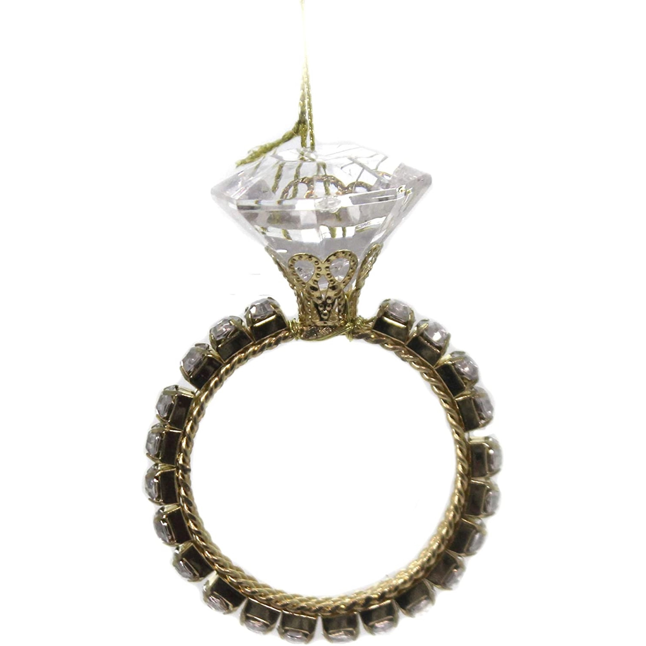 Kurt Adler Holiday Shiny Diamond Ring Hanging Christmas Ornament