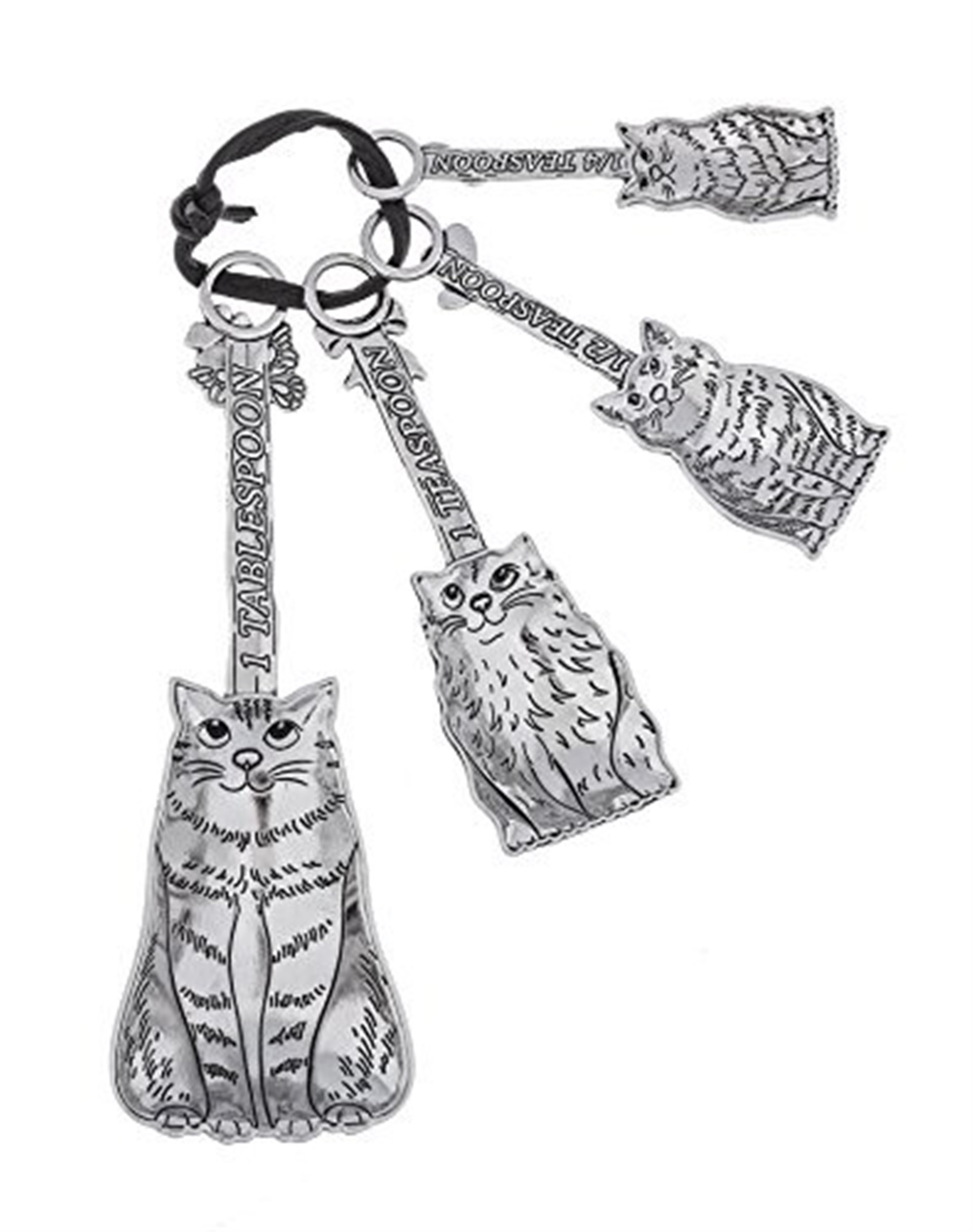 Ganz Family Of Cats Silver Tone Zinc Alloy Measuring Spoons, 4-Piece Set