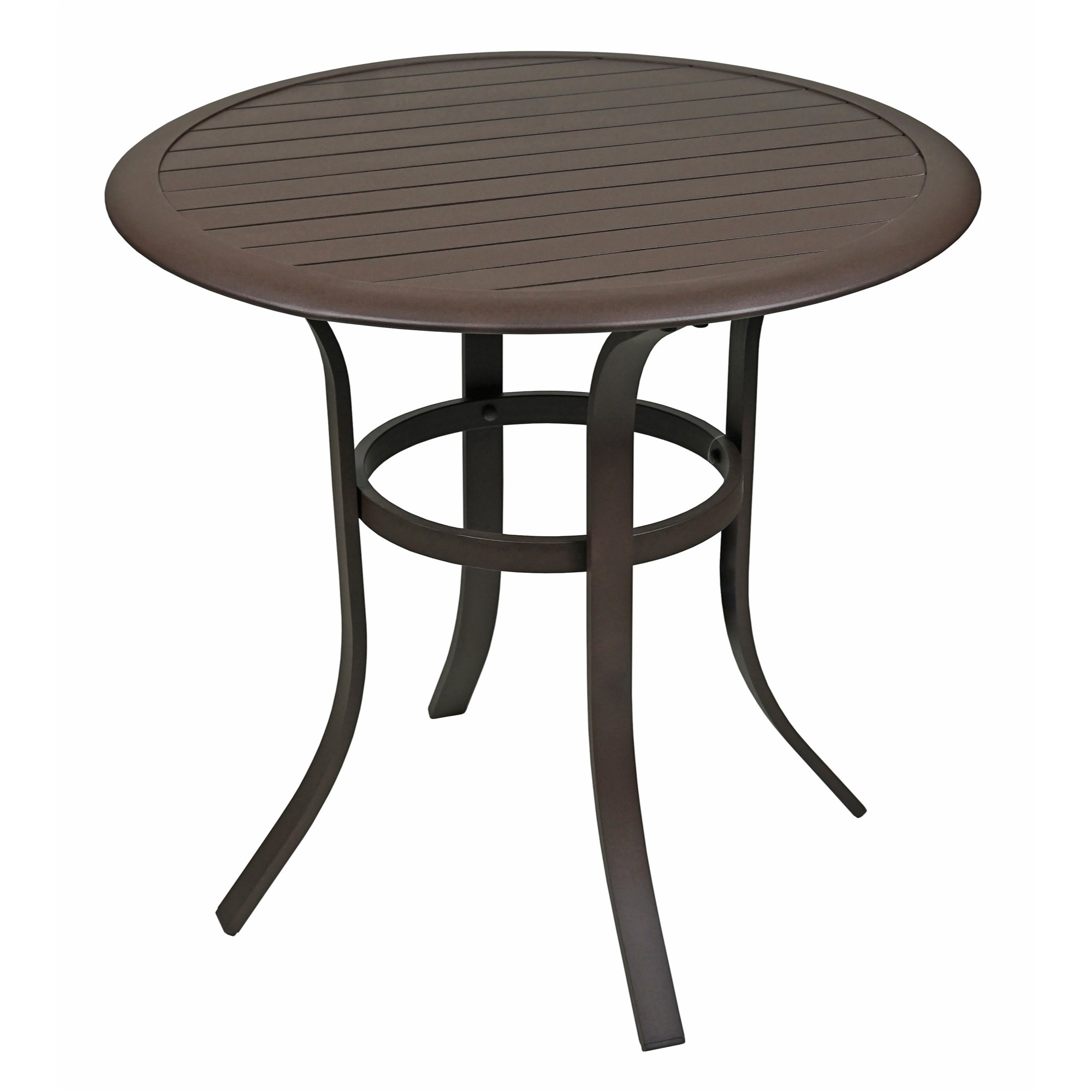 Garden Elements Aluminum Slat Top Bistro Table – Round Espresso Outdoor Side Table, Rust-Resistant Powder-Coated Finish, Lightweight, 30”