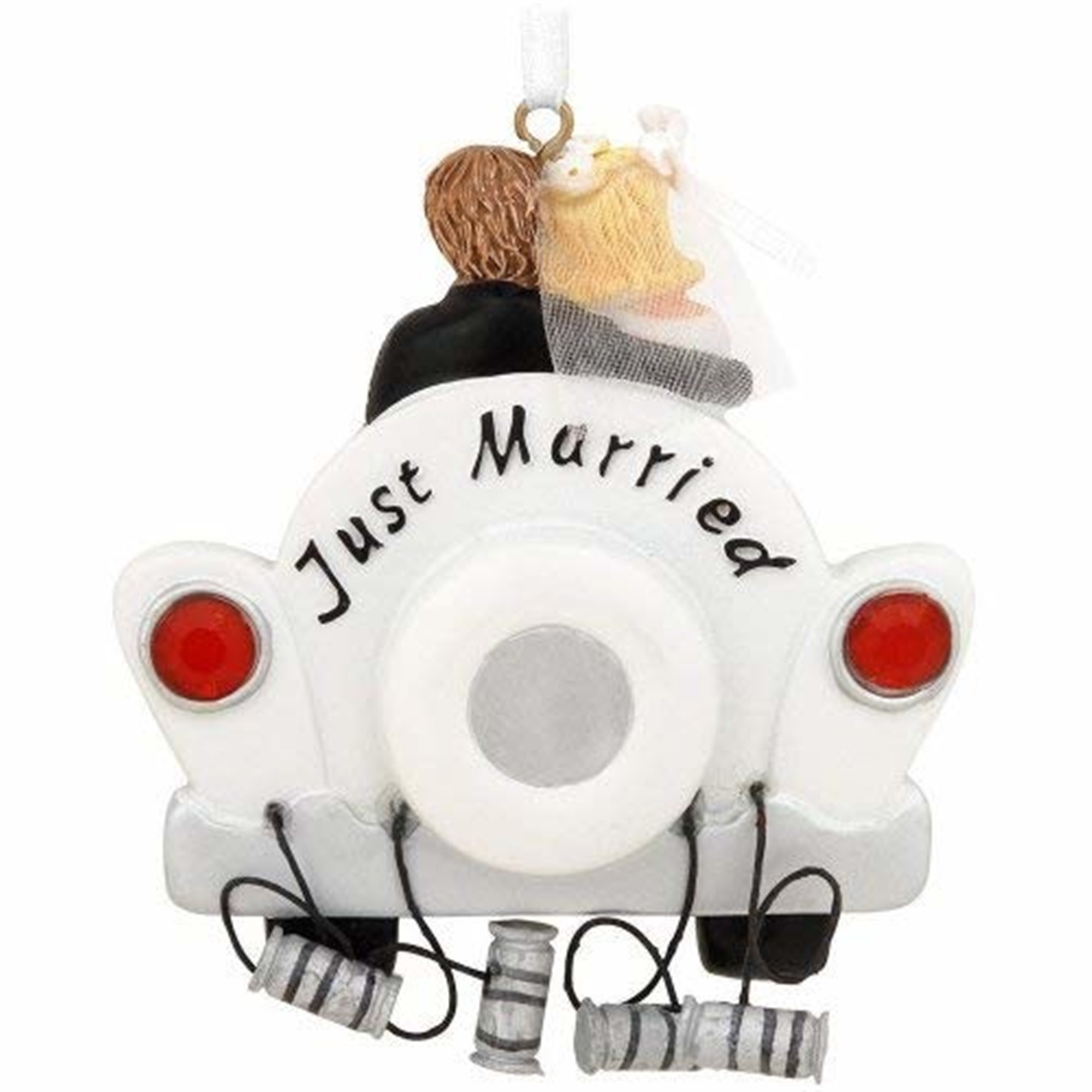 Kurt Adler Resin Ornament for Christmas Tree, Just Married Wedding Car