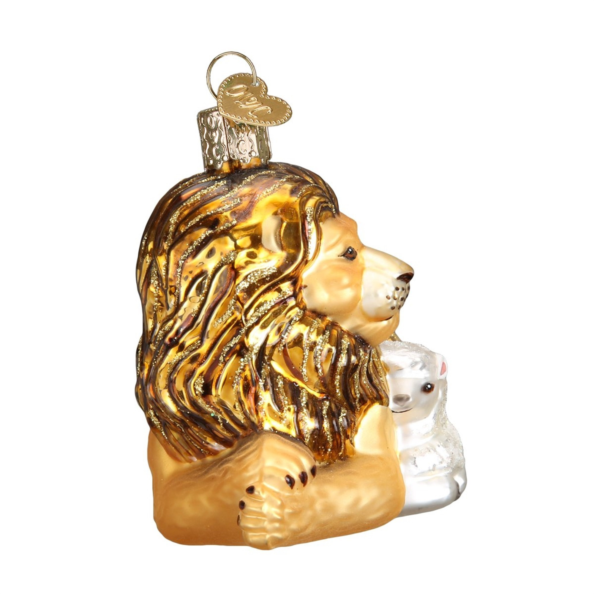 Old World Christmas Glass Blown Ornament For Christmas Tree, Lion and Lamb