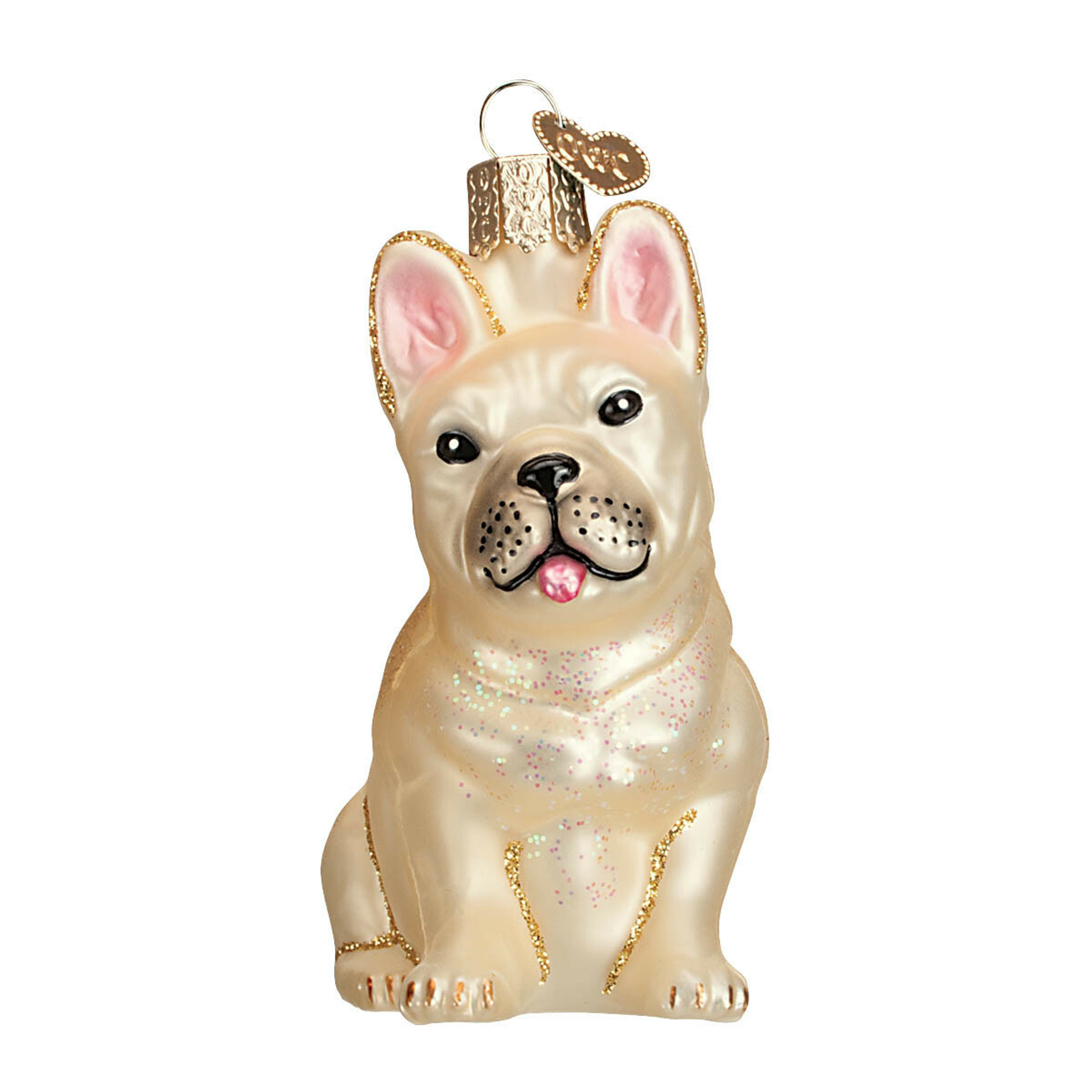 Old World Christmas Glass Blown Christmas Ornament, French Bulldog (With OWC Gift Box)