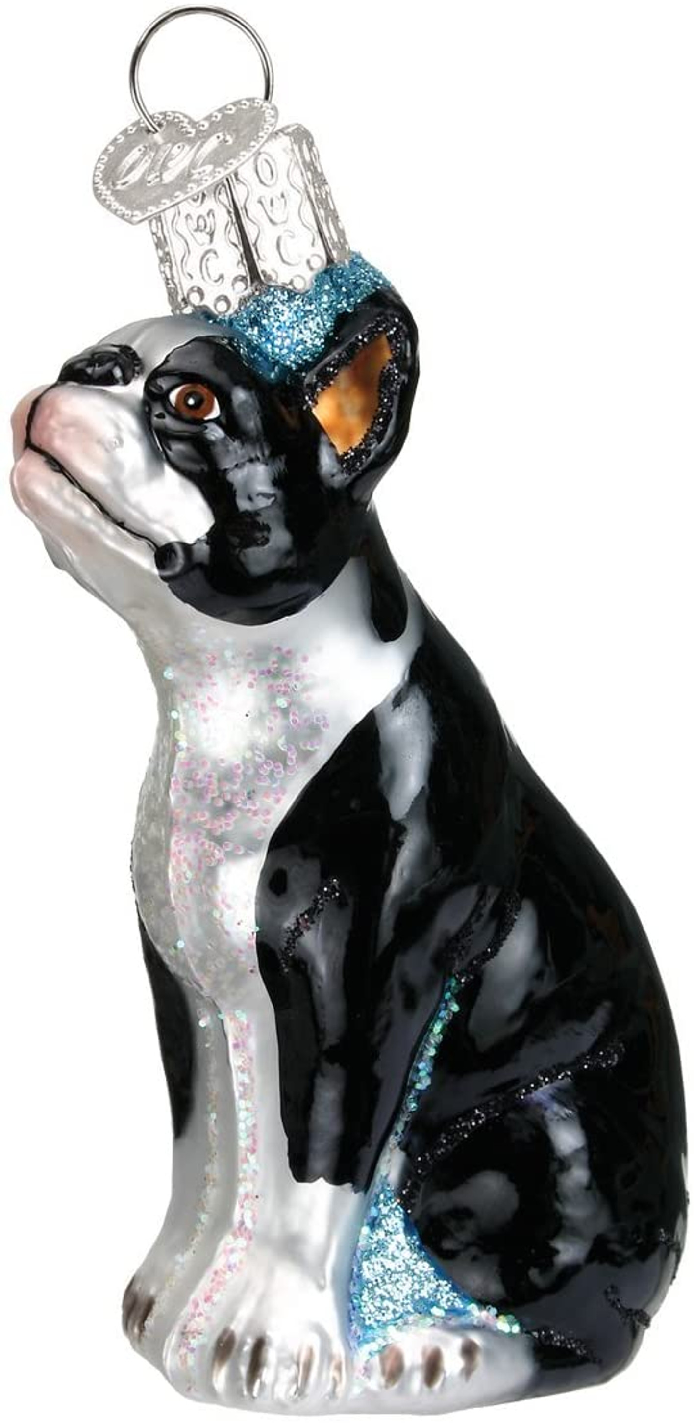 Old World Christmas Glass Blown Ornament, Boston Terrier (With OWC Gift Box)