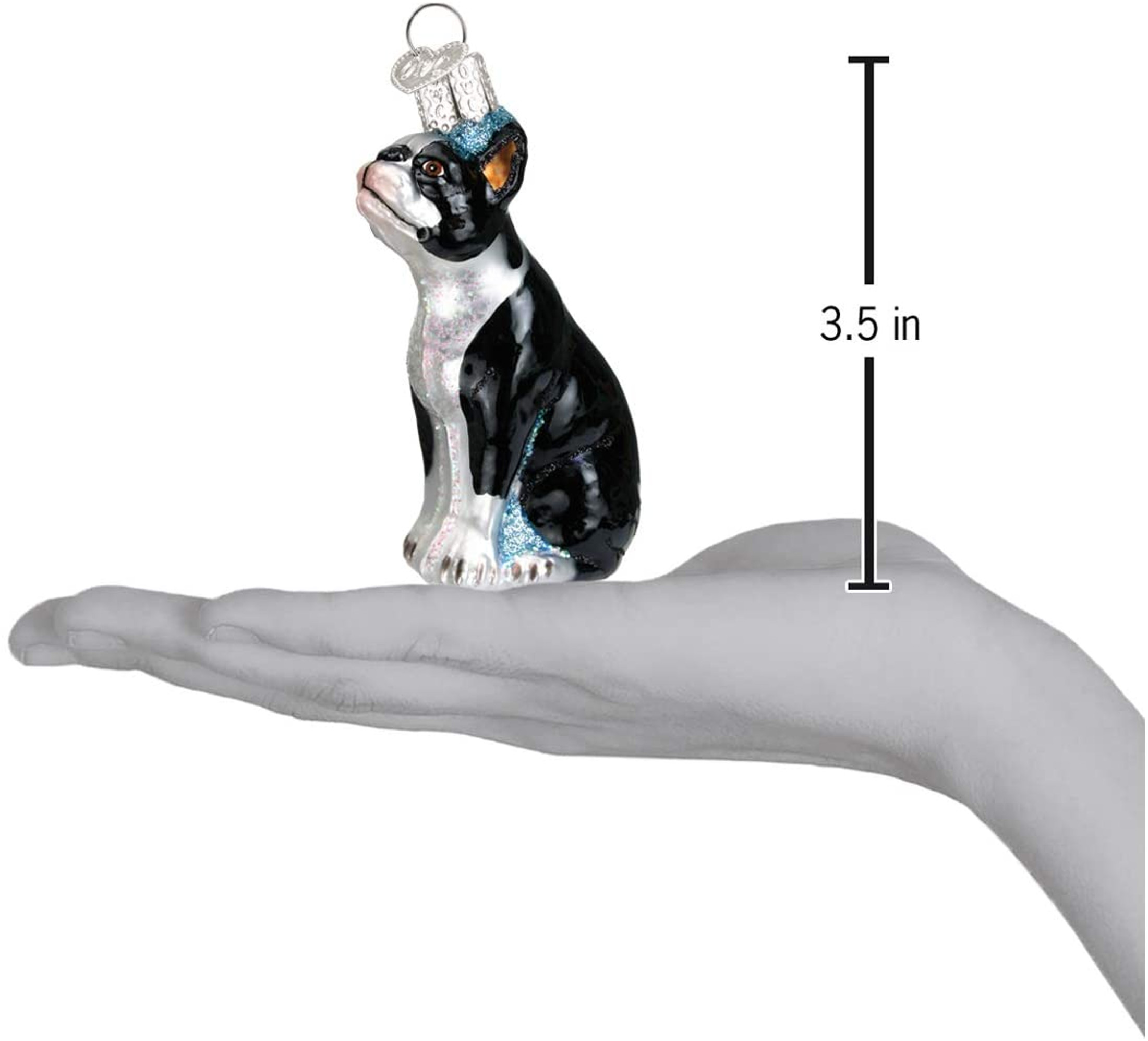 Old World Christmas Glass Blown Ornament, Boston Terrier (With OWC Gift Box)