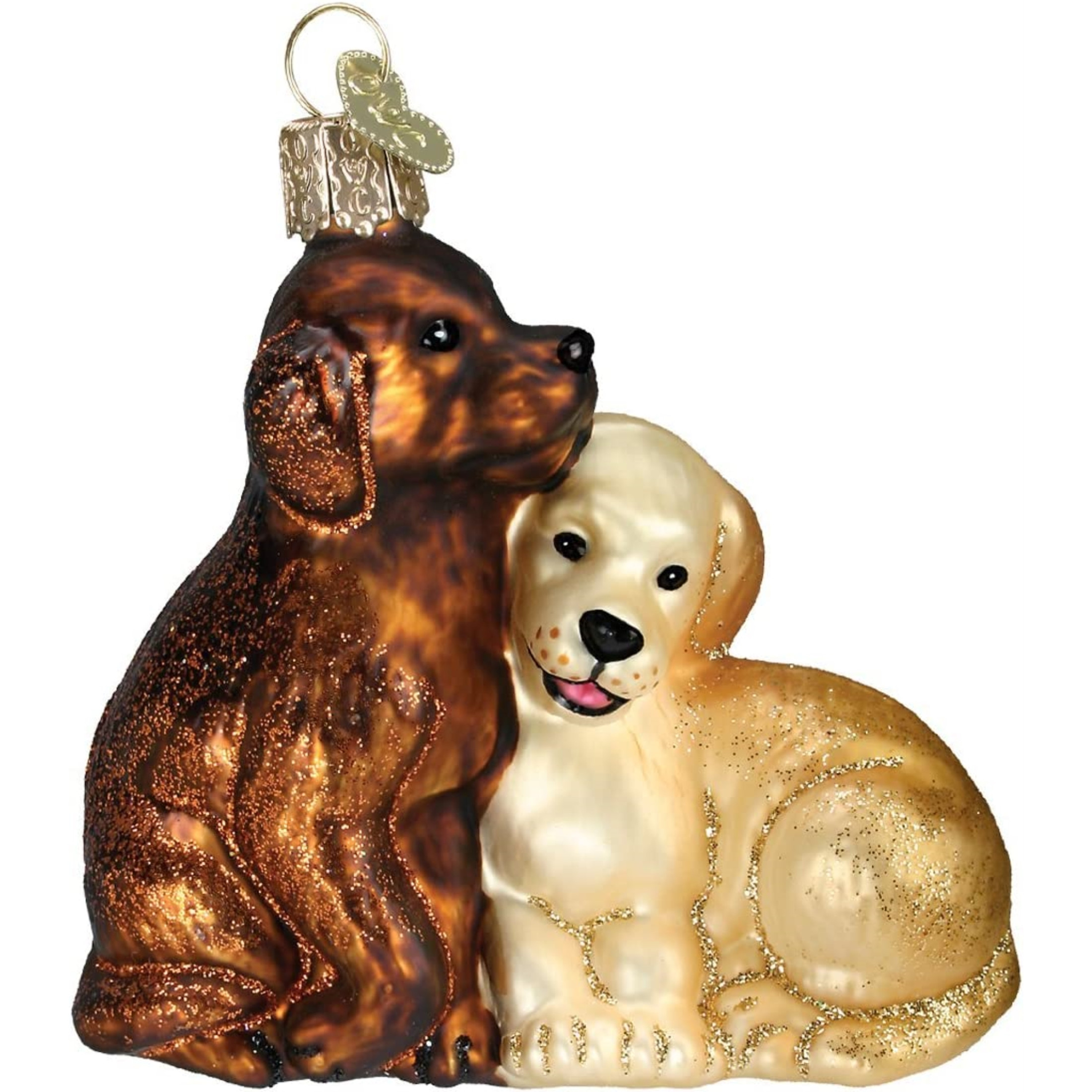 Old World Christmas Glass Blown Christmas Ornament, Puppy Love (With OWC Gift Box)