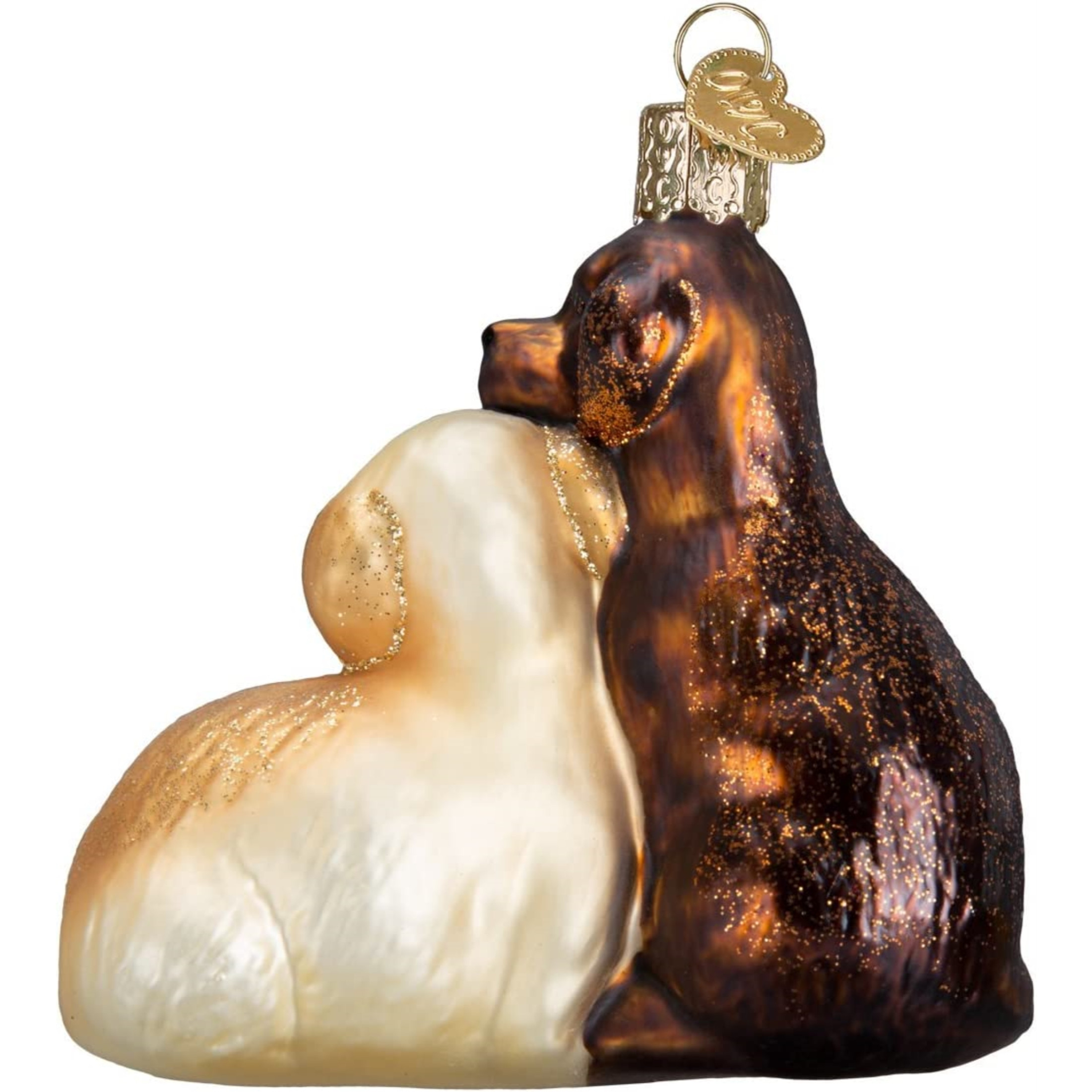 Old World Christmas Glass Blown Christmas Ornament, Puppy Love (With OWC Gift Box)